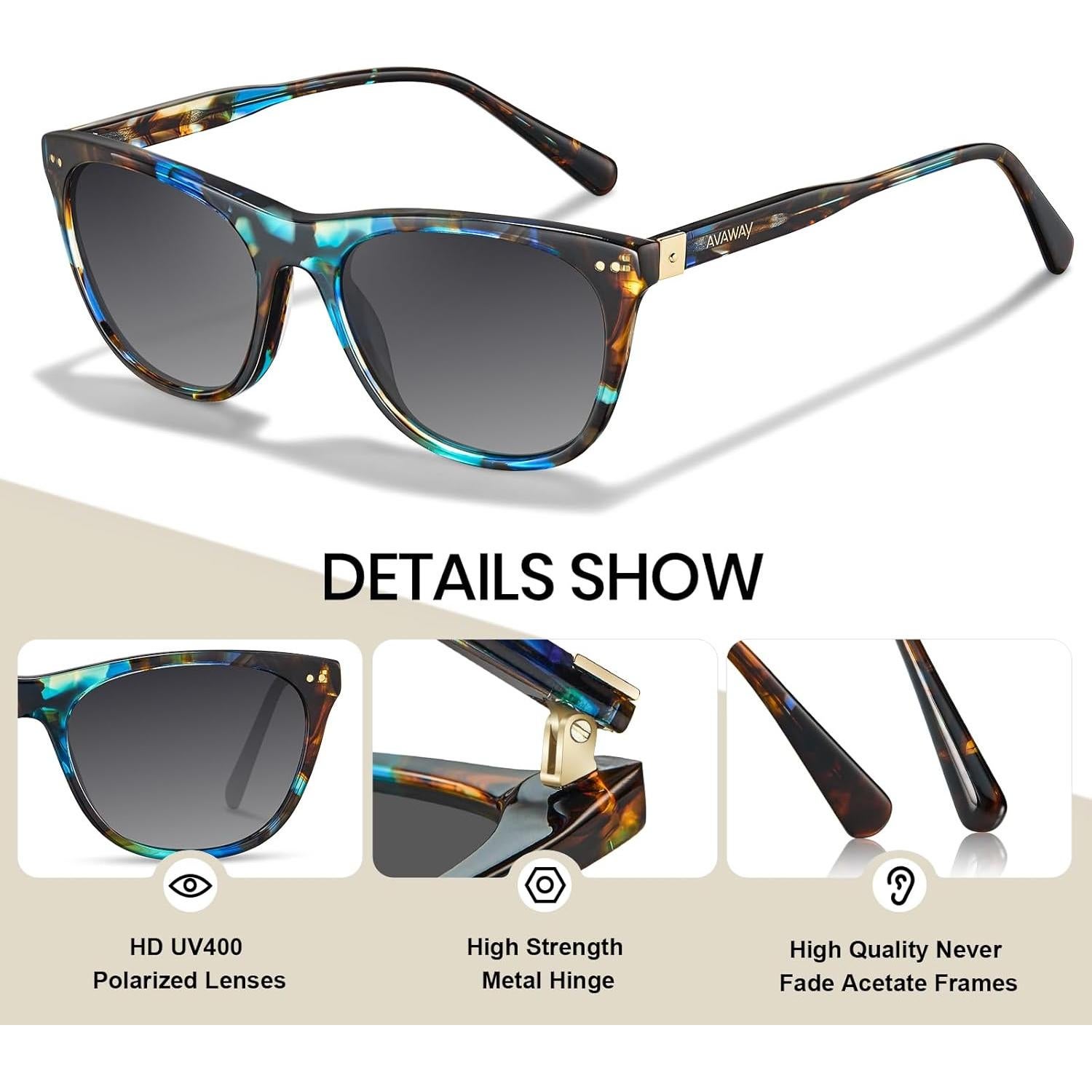 Gafas de sol polarizadas AVAWAY ojo de gato UV 400 para mujer