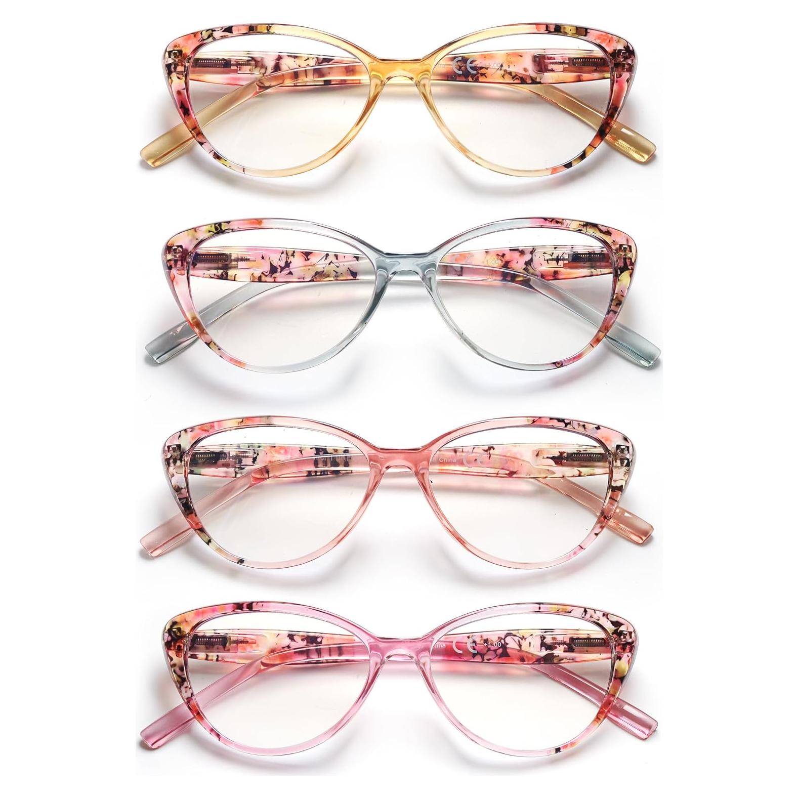 Gafas de lectura HEEYYOK para mujeres 4-Pack ojo de gato