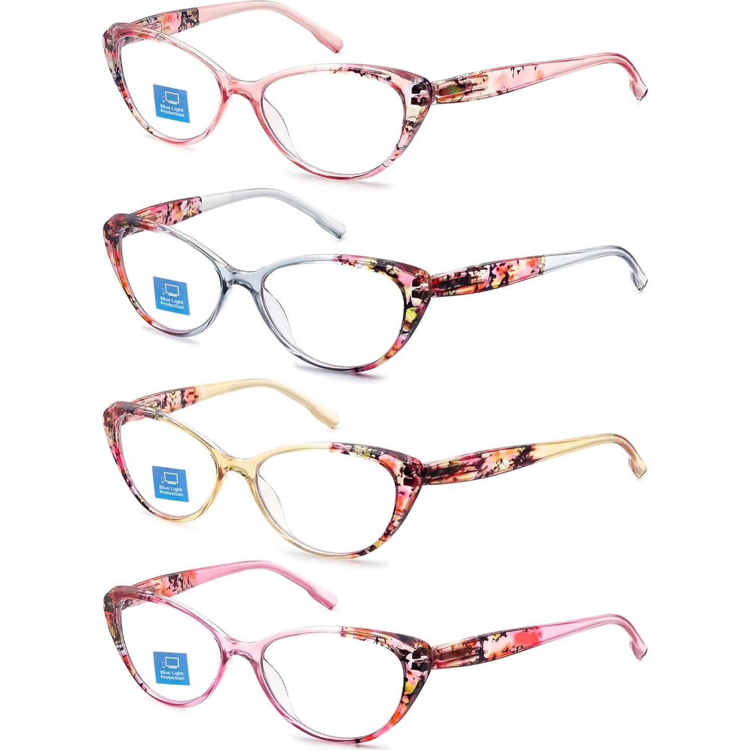 Gafas de lectura HEEYYOK para mujeres 4-Pack ojo de gato