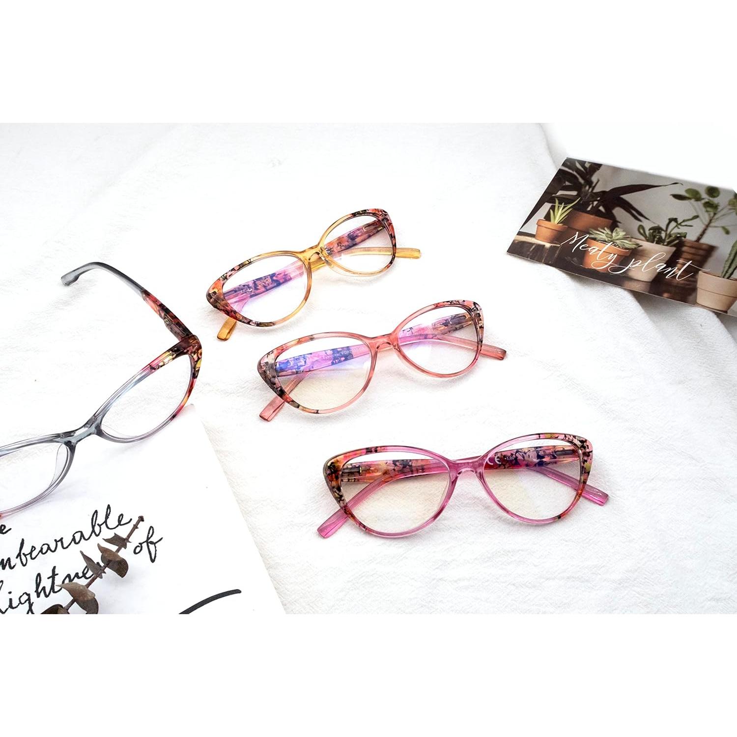 Gafas de lectura HEEYYOK para mujeres 4-Pack ojo de gato