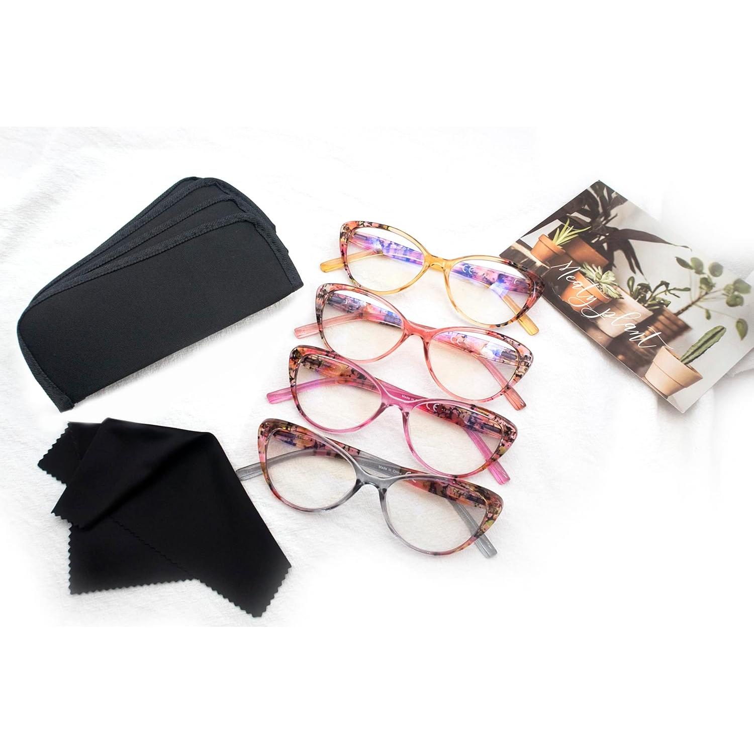 Gafas de lectura HEEYYOK para mujeres 4-Pack ojo de gato
