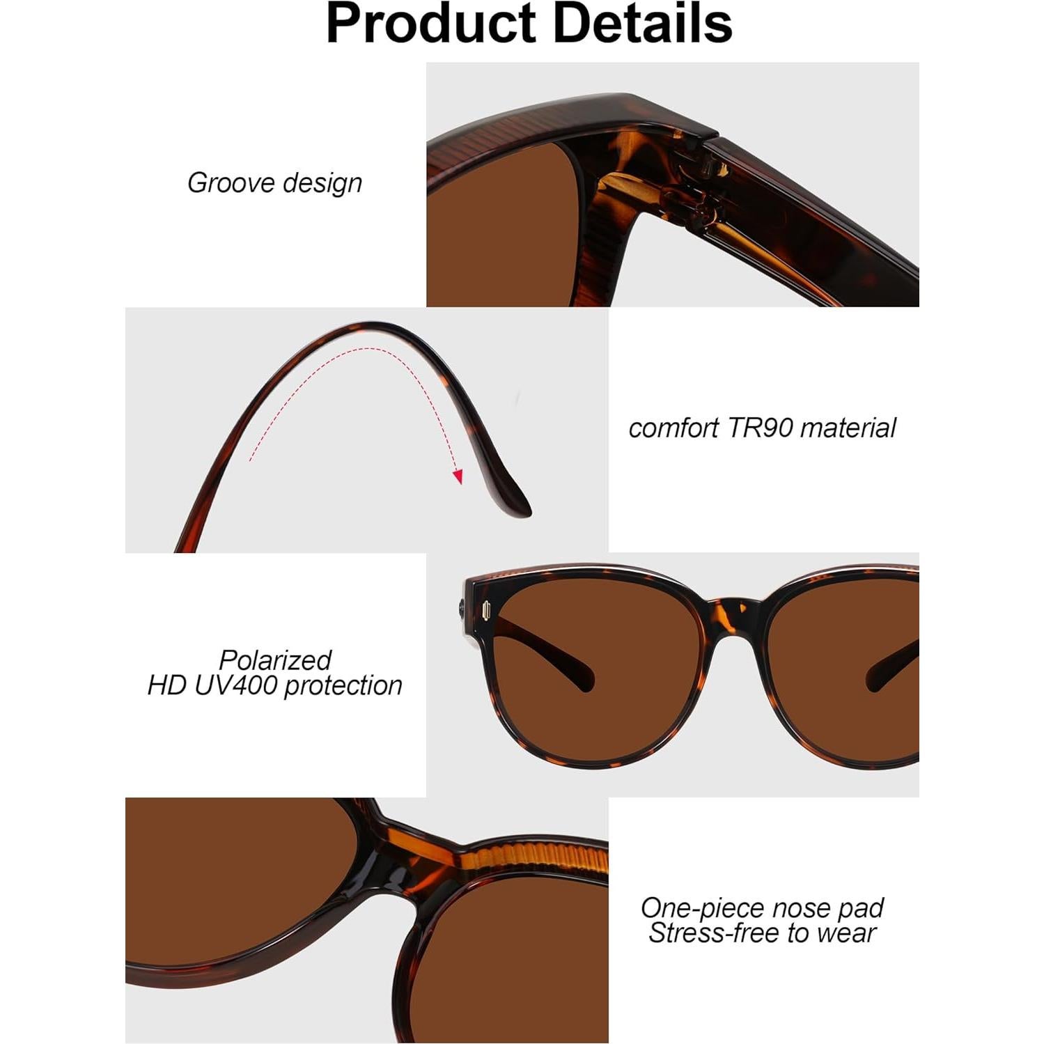 Gafas de sol polarizadas UV400 para mujeres sobre gafas