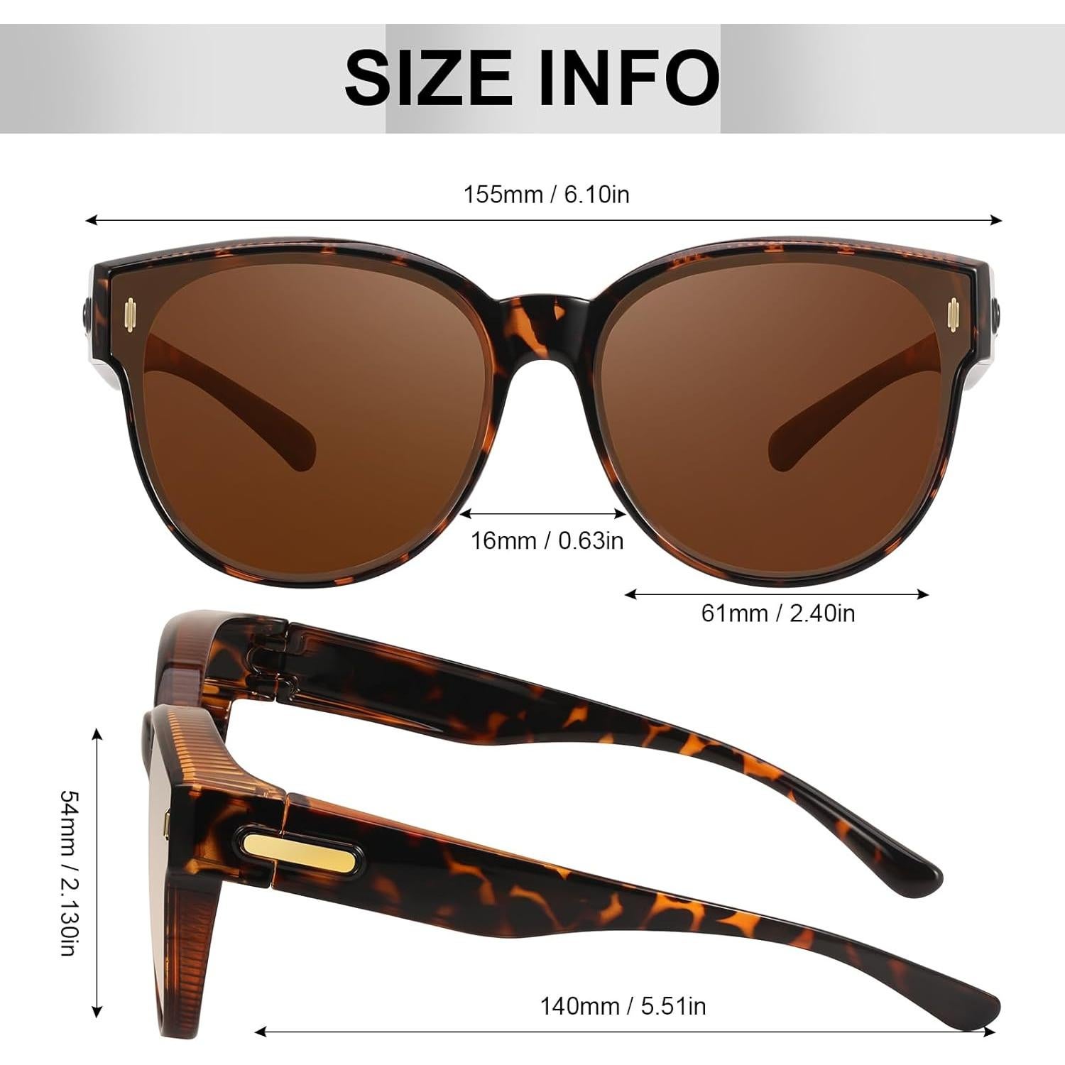 Gafas de sol polarizadas UV400 para mujeres sobre gafas