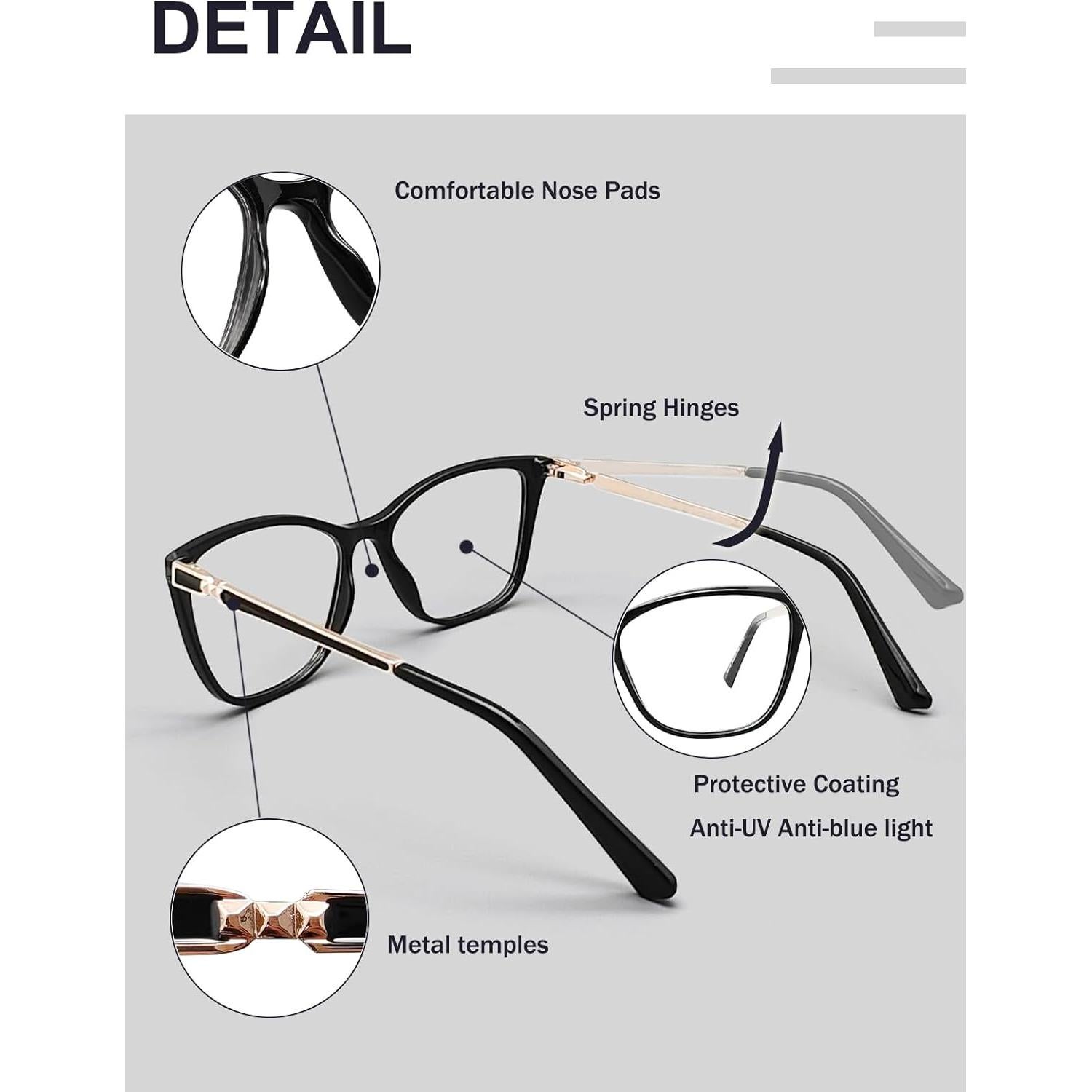 Gafas de lectura multifocales progresivas Unisex 2.0x con patillas de metal