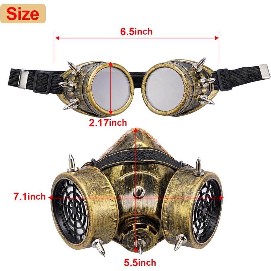 Máscara de Gas Steampunk COMBIUBIU con Gafas y Filtro