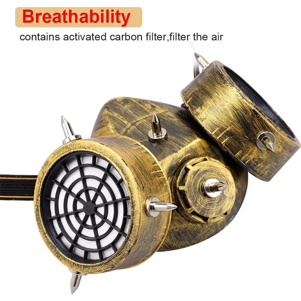 Máscara de Gas Steampunk COMBIUBIU con Gafas y Filtro