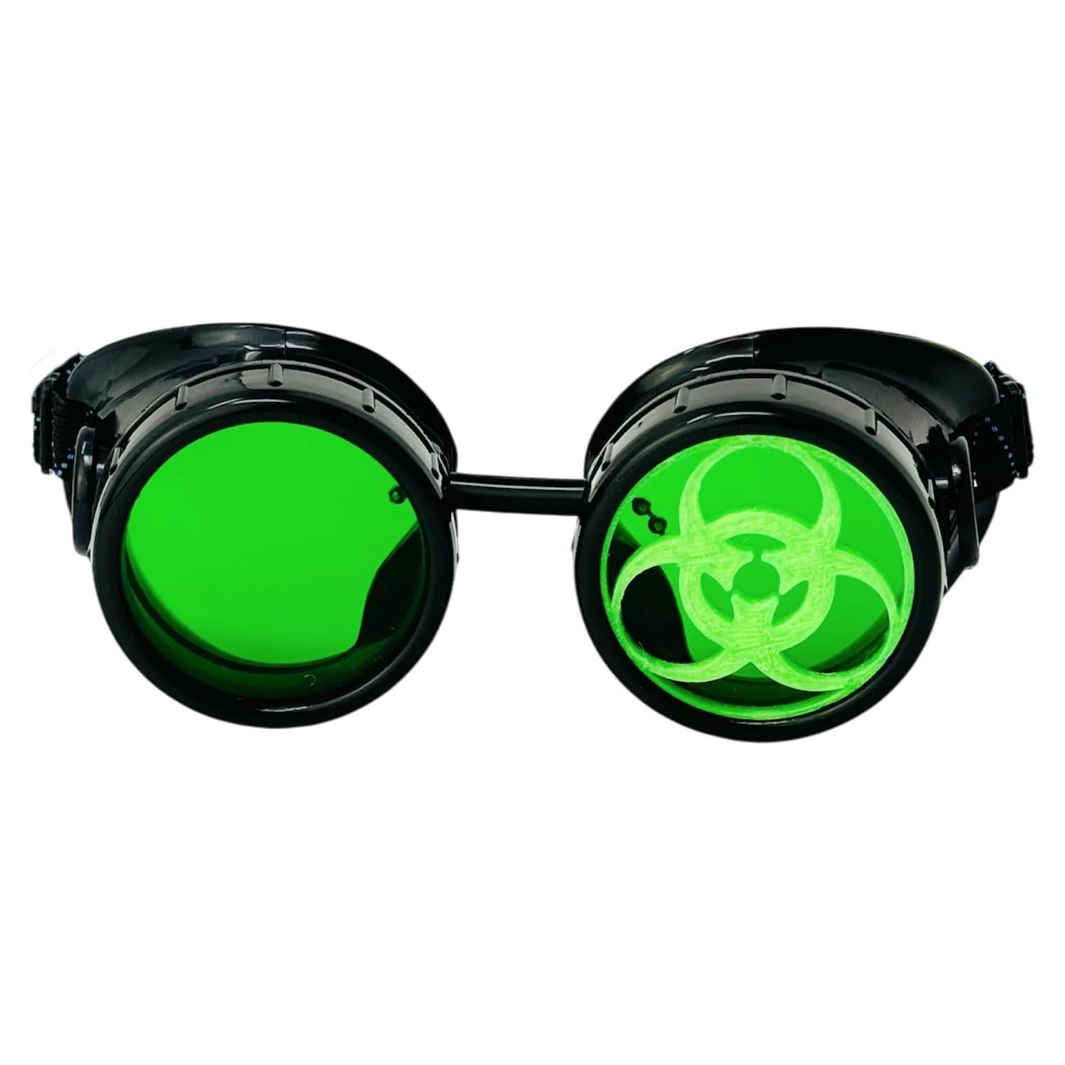 Gafas Steampunk UMBRELLALABORATORY verdes redondas para cosplay