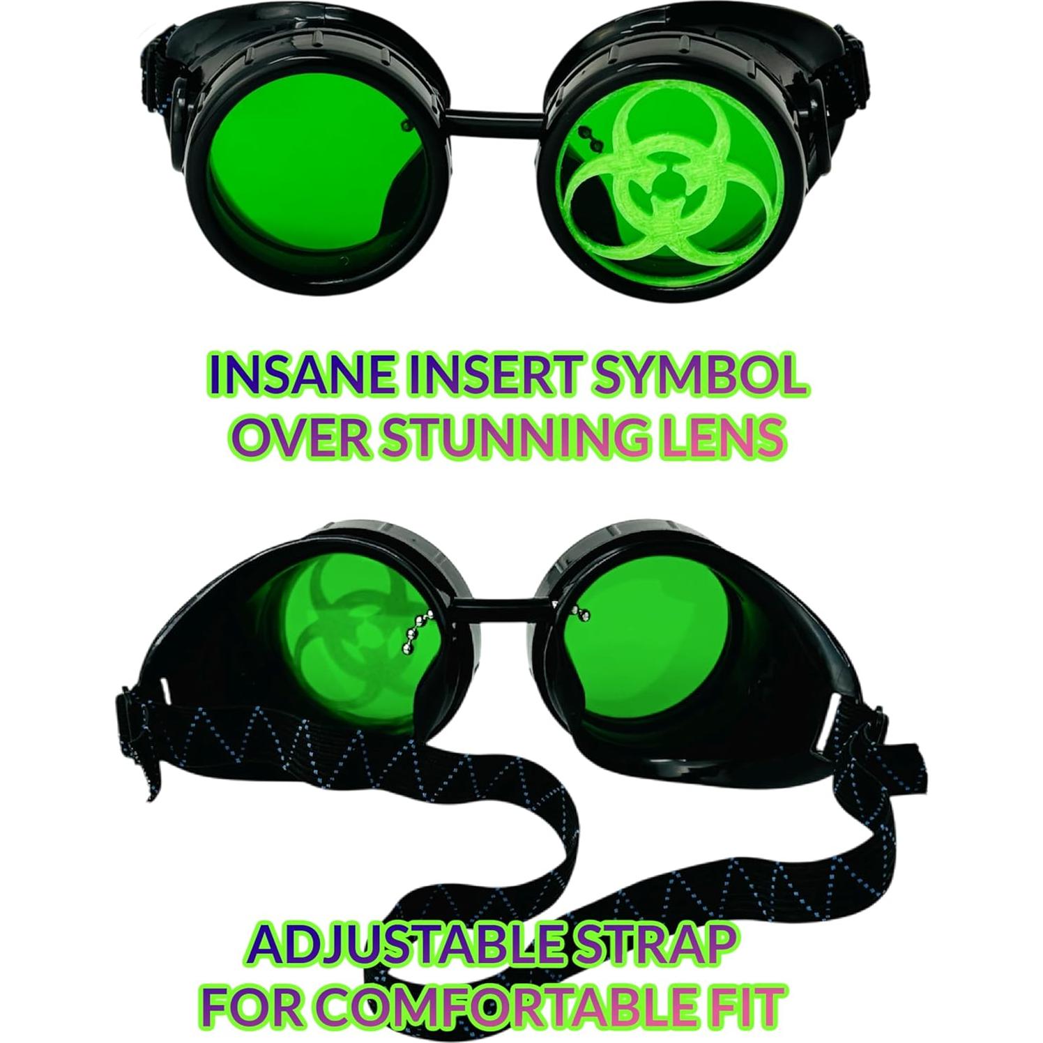 Gafas Steampunk UMBRELLALABORATORY verdes redondas para cosplay