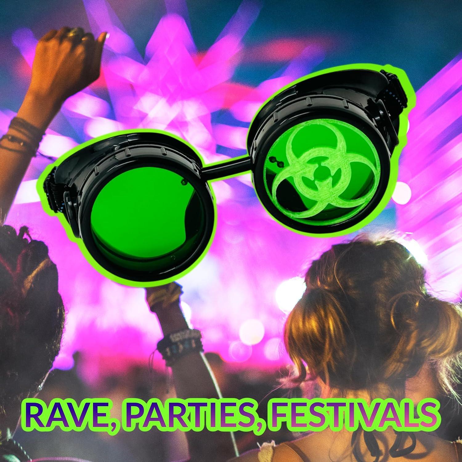 Gafas Steampunk UMBRELLALABORATORY verdes redondas para cosplay