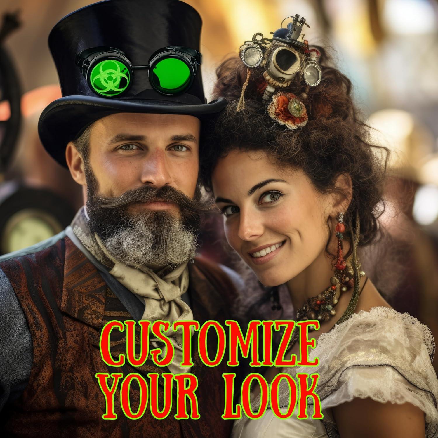 Gafas Steampunk UMBRELLALABORATORY verdes redondas para cosplay