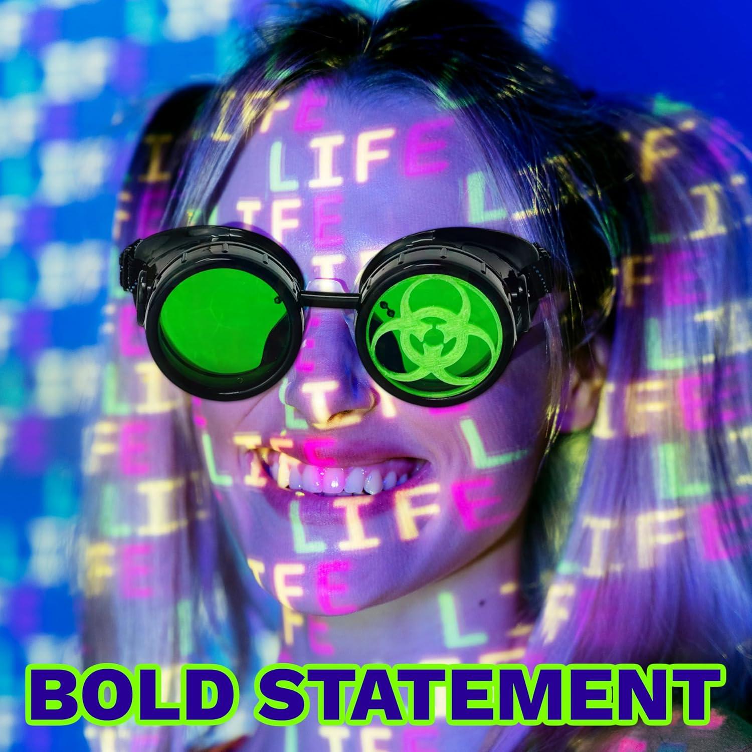 Gafas Steampunk UMBRELLALABORATORY verdes redondas para cosplay