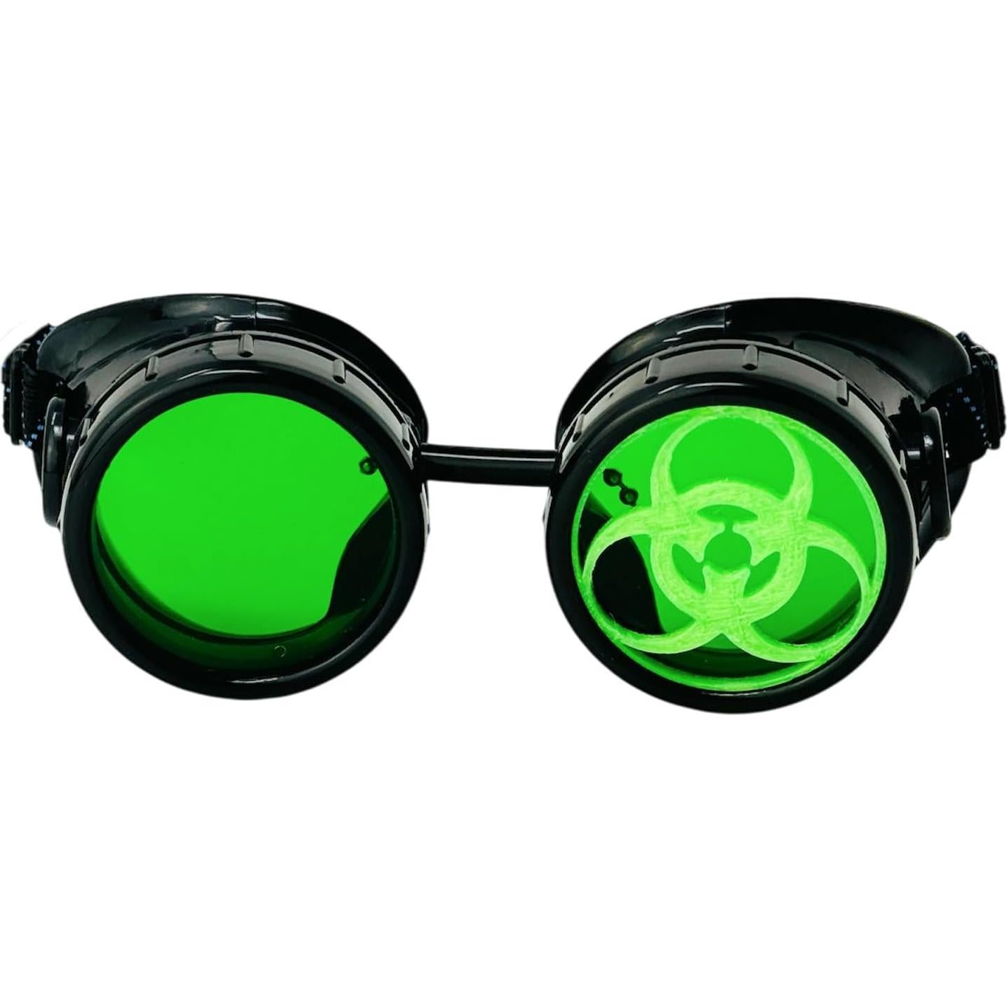 Gafas Steampunk UMBRELLALABORATORY verdes redondas para cosplay