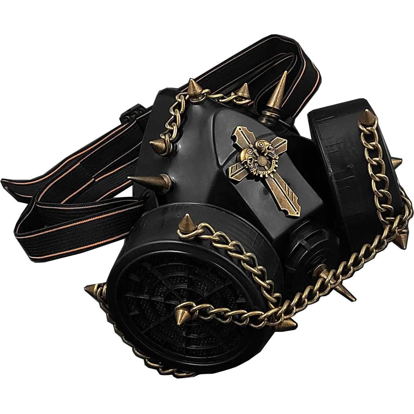 Máscara de Gas Gótica Punk Steampunk Ajustable Negra