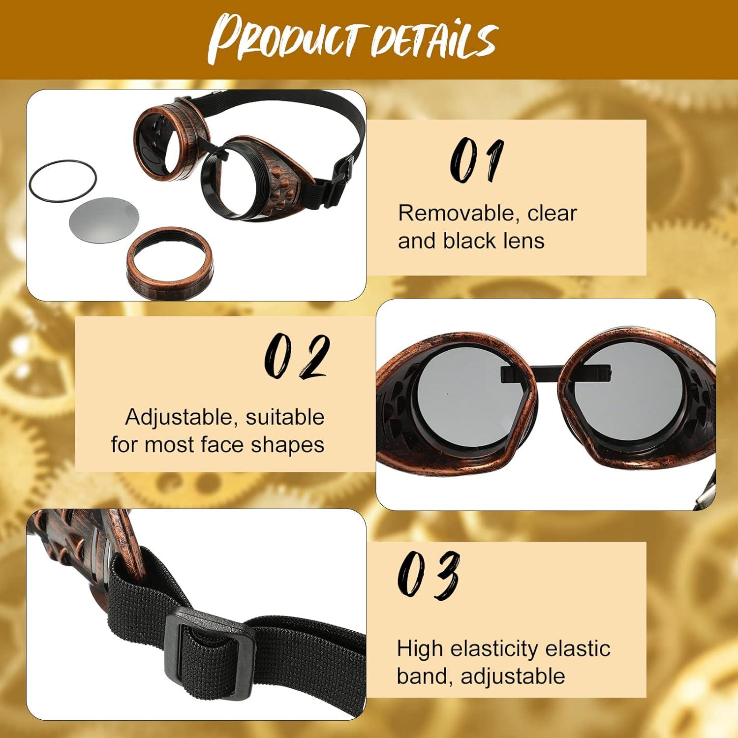 Conjunto de Accesorios Steampunk 86 Pcs - Gafas, Guantes, Collar