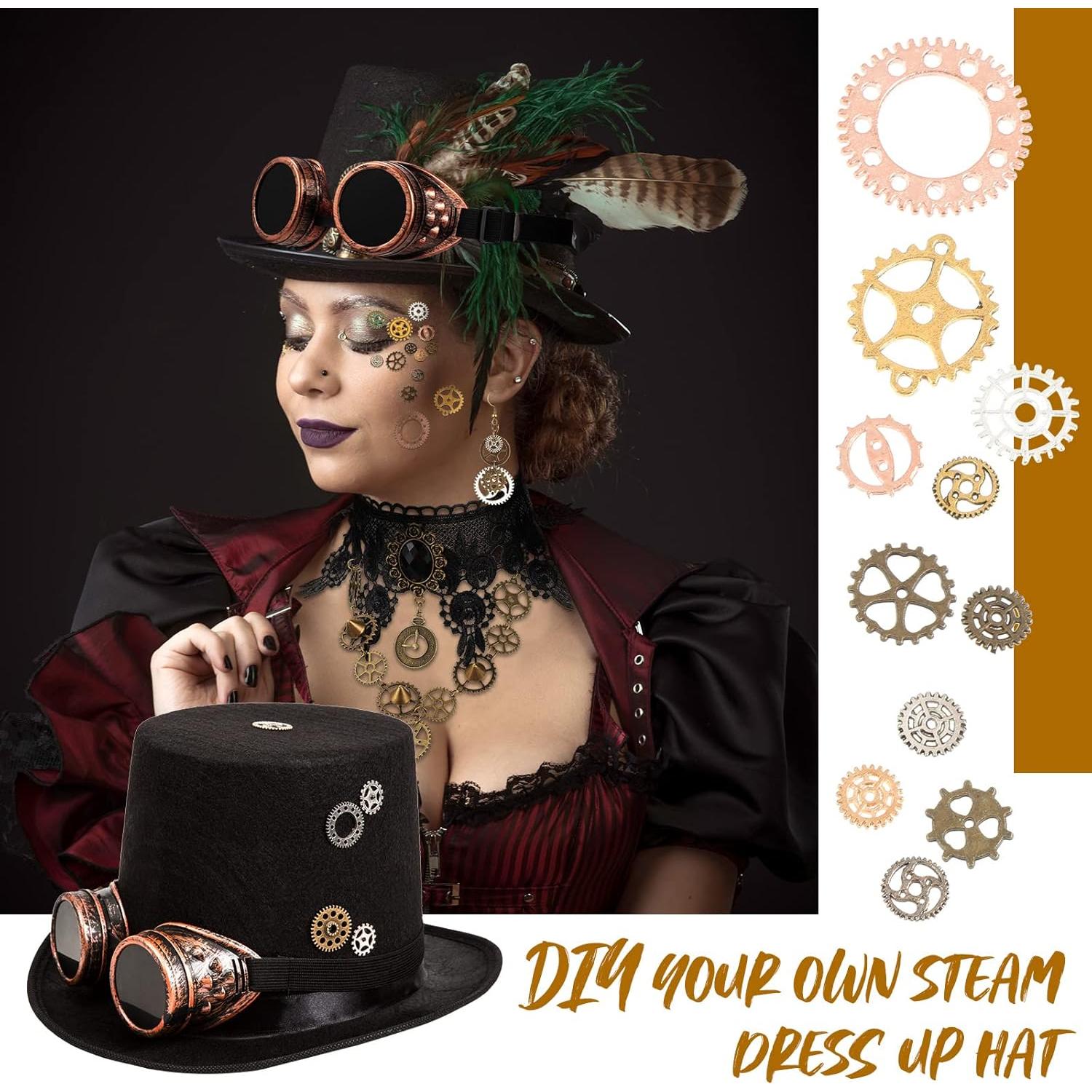 Conjunto de Accesorios Steampunk 86 Pcs - Gafas, Guantes, Collar