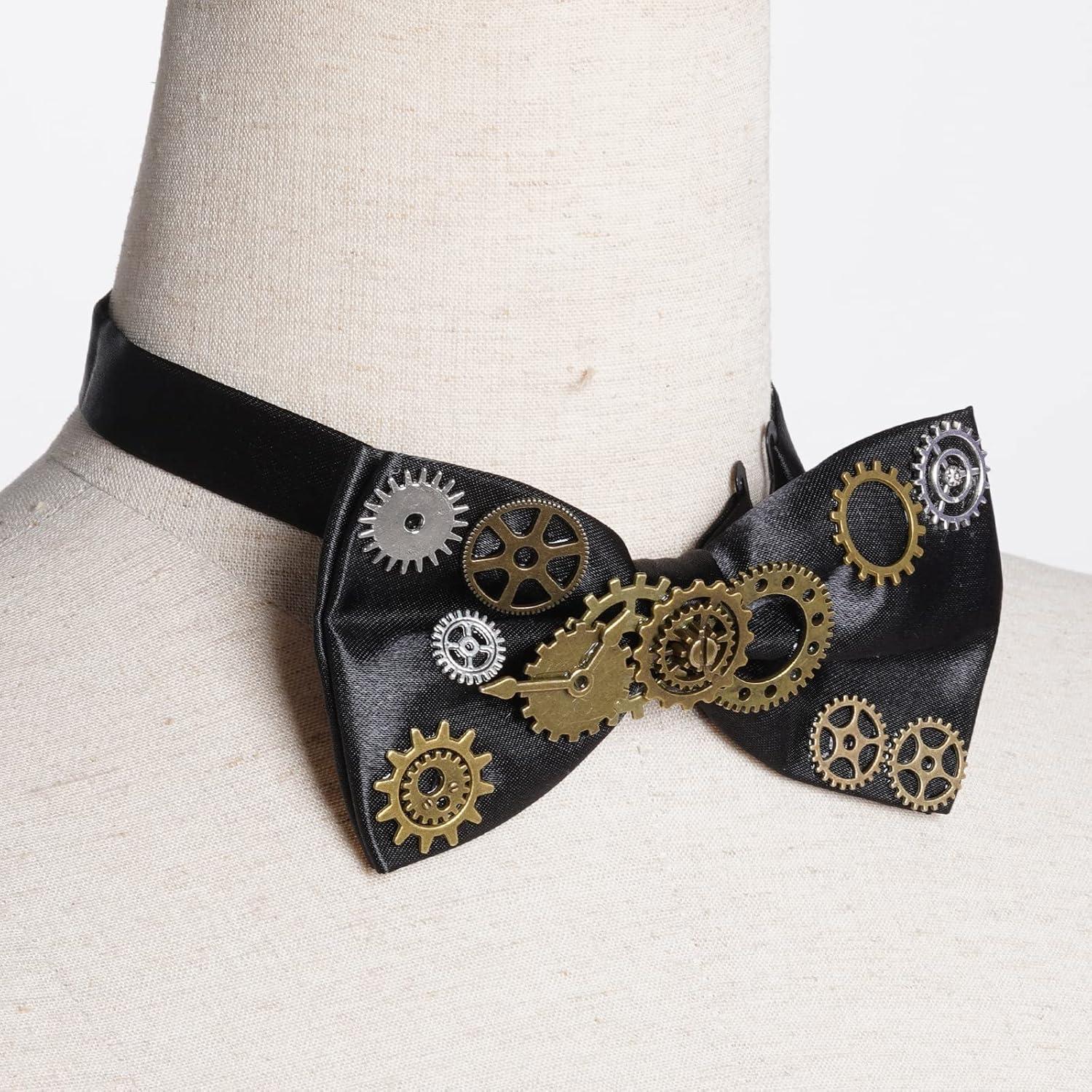 Pajarita Retro Steampunk Fumwase para Hombres Góticos 12x6cm