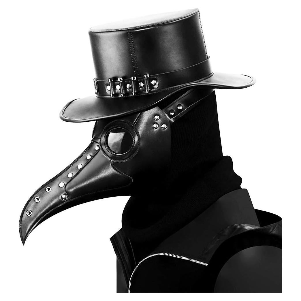 Máscara de Doctor de Plaga Steampunk Azurtis - Cuero PU Negro