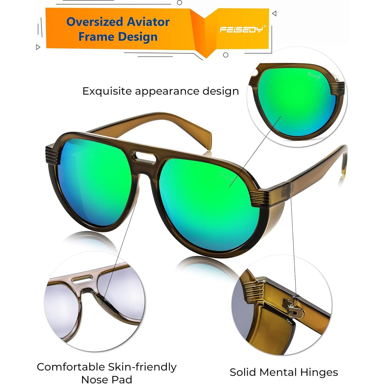 Gafas de sol aviador Steampunk FEISEDY polarizadas UV400