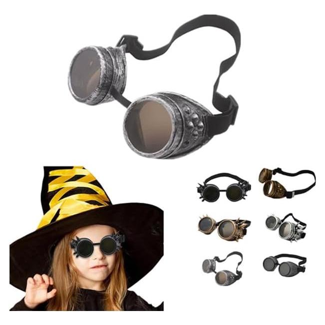 Vintage Steampunk Goggles Glasses, Halloween DIY Gothic Cosplay Costume Punk Style Eyewear, Halloween Costume Accessories for Men Women