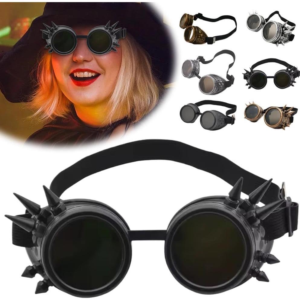 Vintage Steampunk Goggles Glasses, Halloween DIY Gothic Cosplay Costume Punk Style Eyewear, Halloween Costume Accessories for Men Women