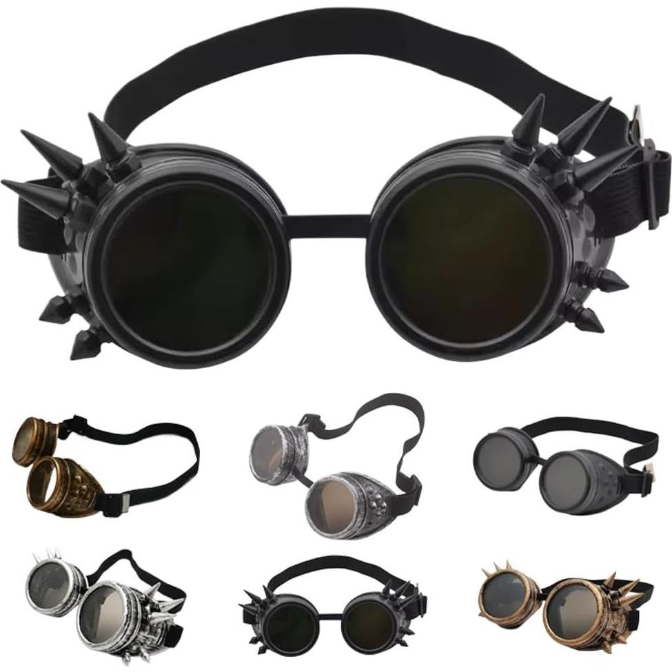 Vintage Steampunk Goggles Glasses, Halloween DIY Gothic Cosplay Costume Punk Style Eyewear, Halloween Costume Accessories for Men Women