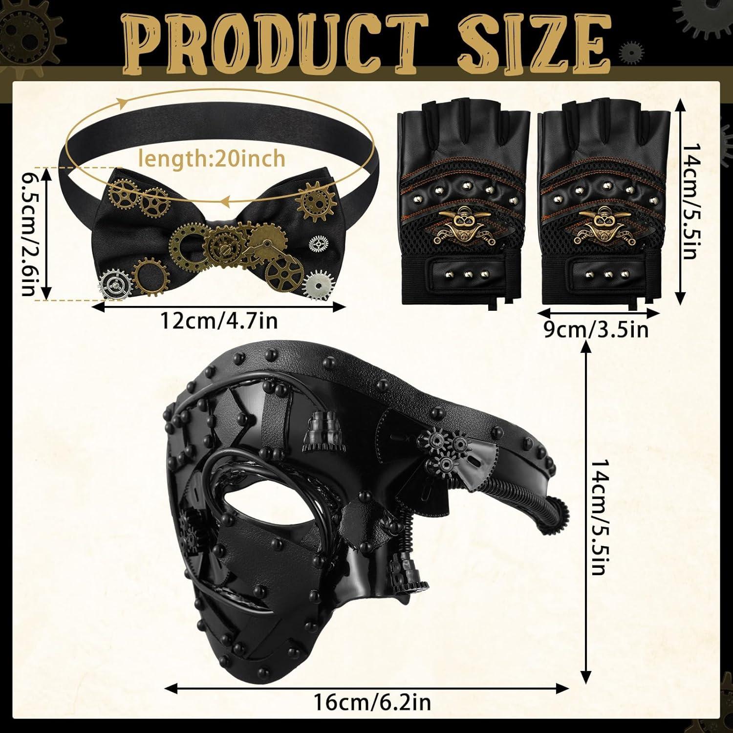 Set de Disfraz Steampunk Libima para Hombres - Máscara, Guantes y Accesorios
