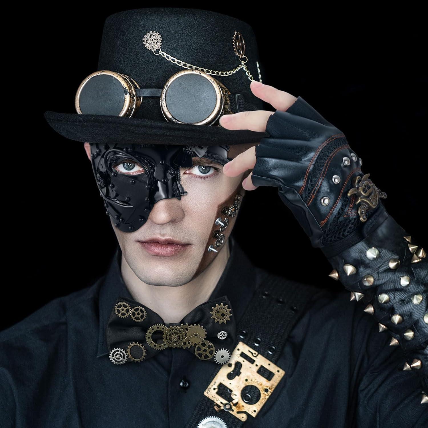 Set de Disfraz Steampunk Libima para Hombres - Máscara, Guantes y Accesorios