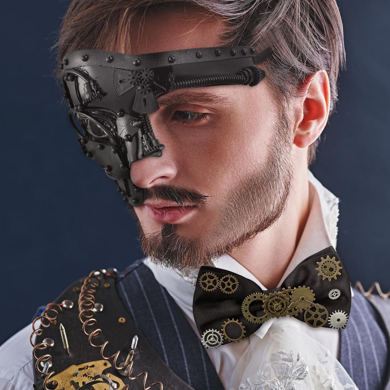 Set de Disfraz Steampunk Libima para Hombres - Máscara, Guantes y Accesorios