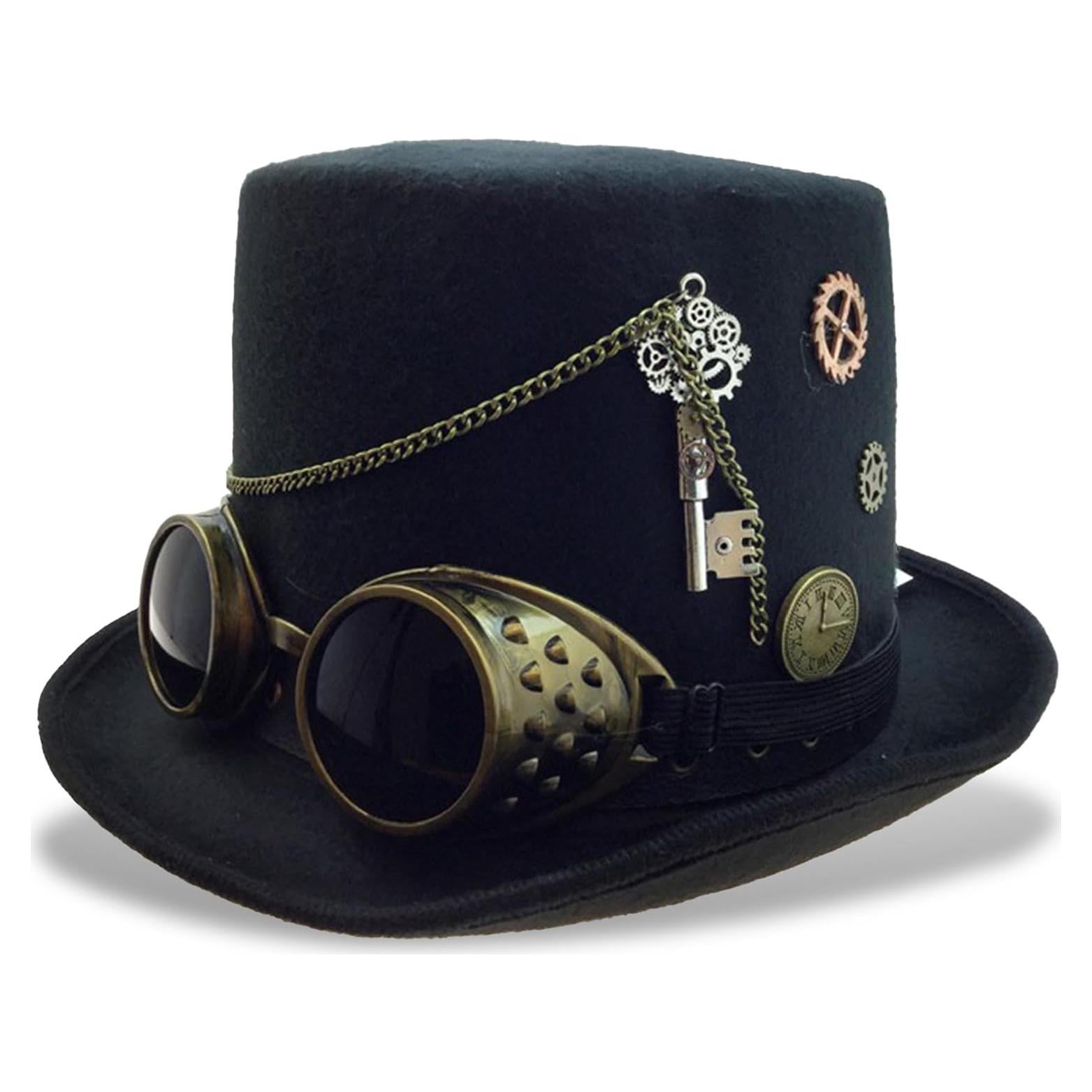 Sombrero de copa Steampunk dorado KBW Deluxe para mujer