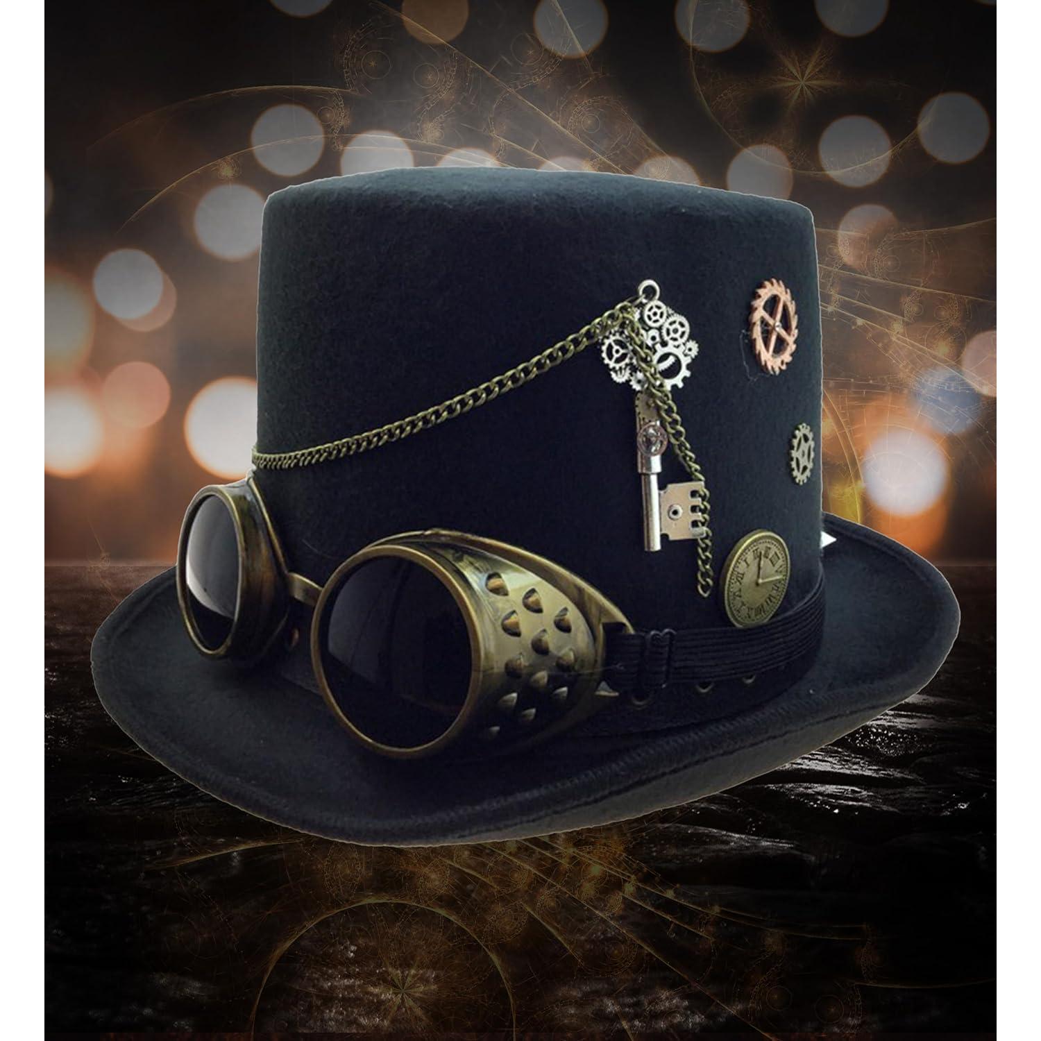 Sombrero de copa Steampunk dorado KBW Deluxe para mujer