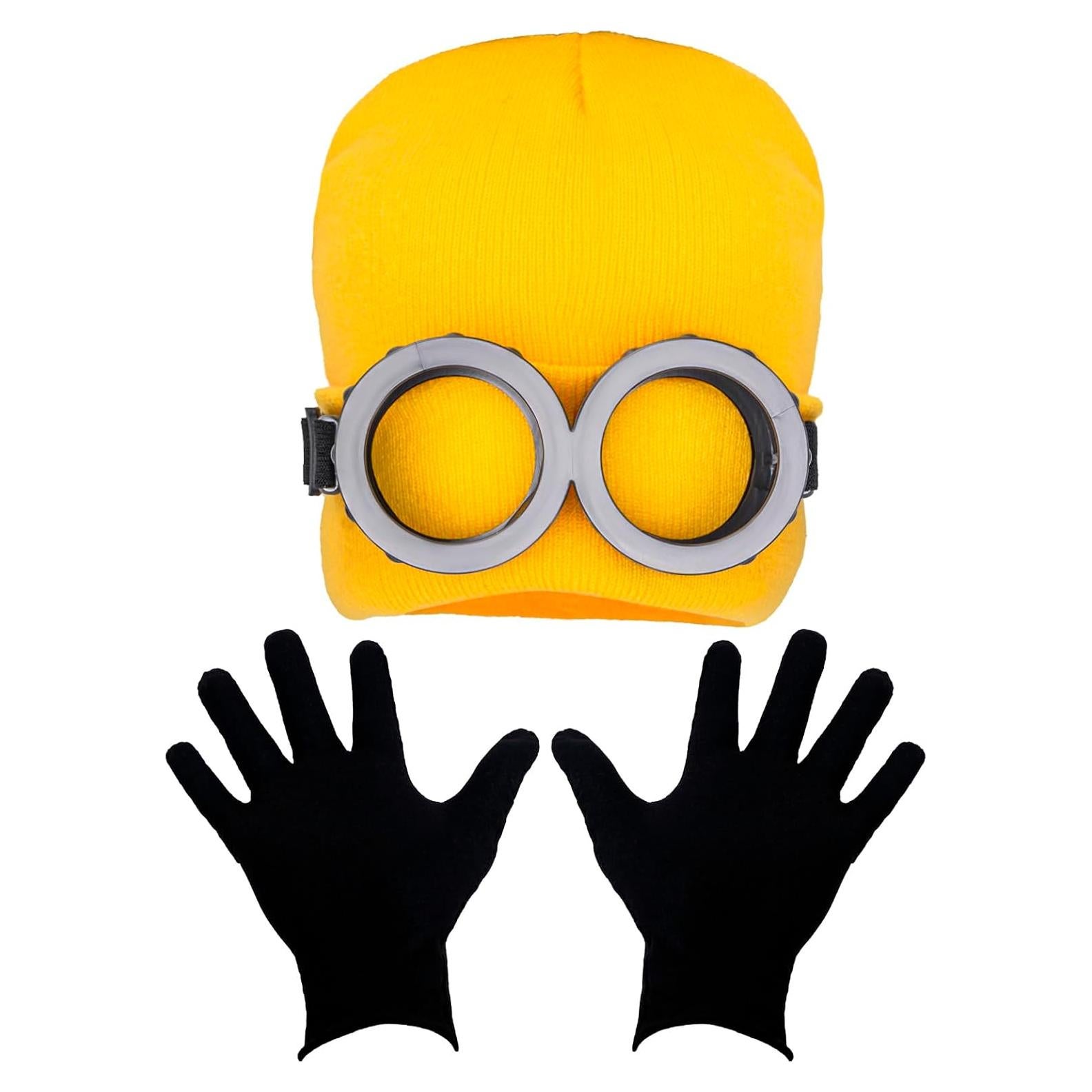 Set Disfraz Steampunk: Gafas, Sombrero Amarillo y Guantes Negros