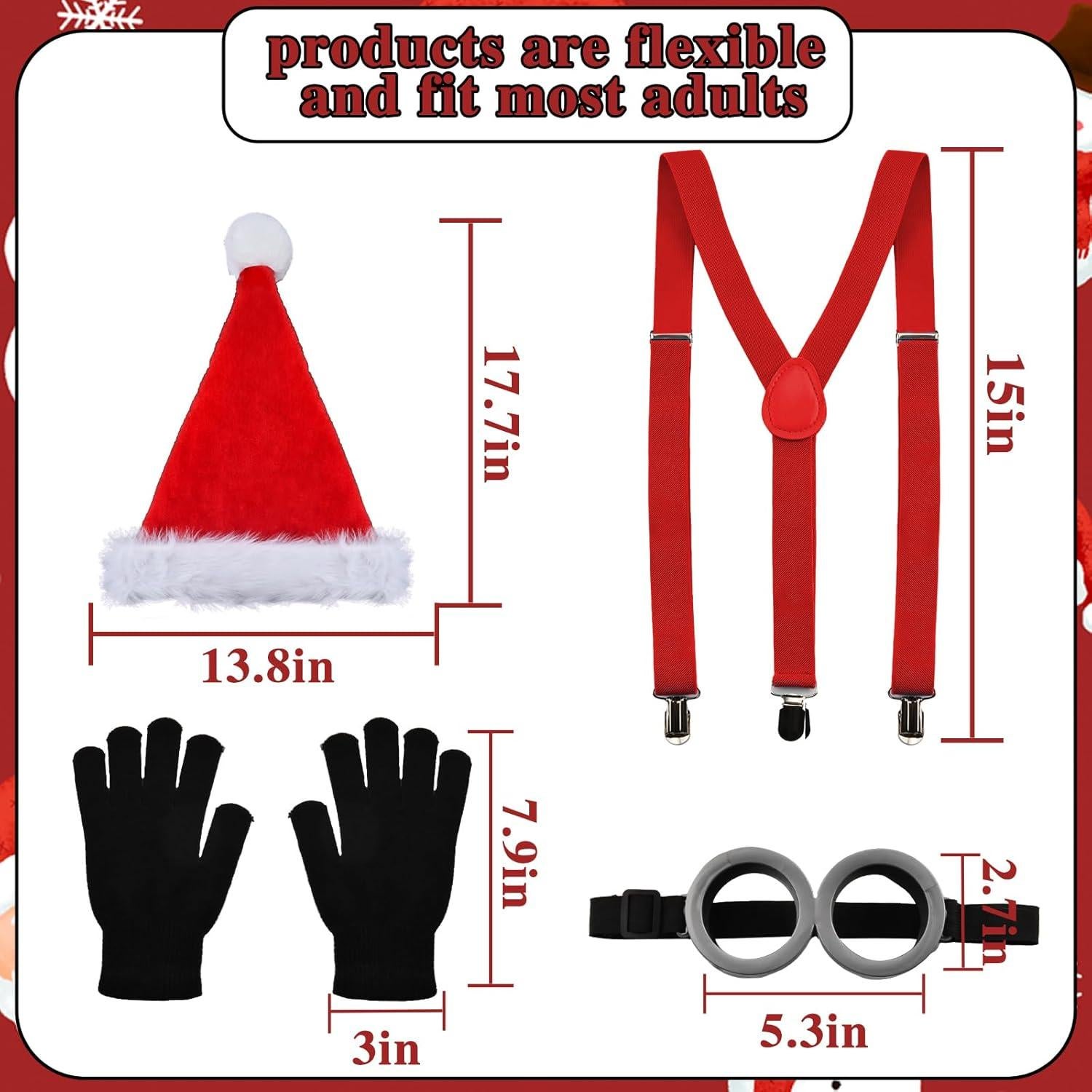 Accesorios de Disfraz de Navidad BUUFAN - Gafas, Sombrero, Guantes