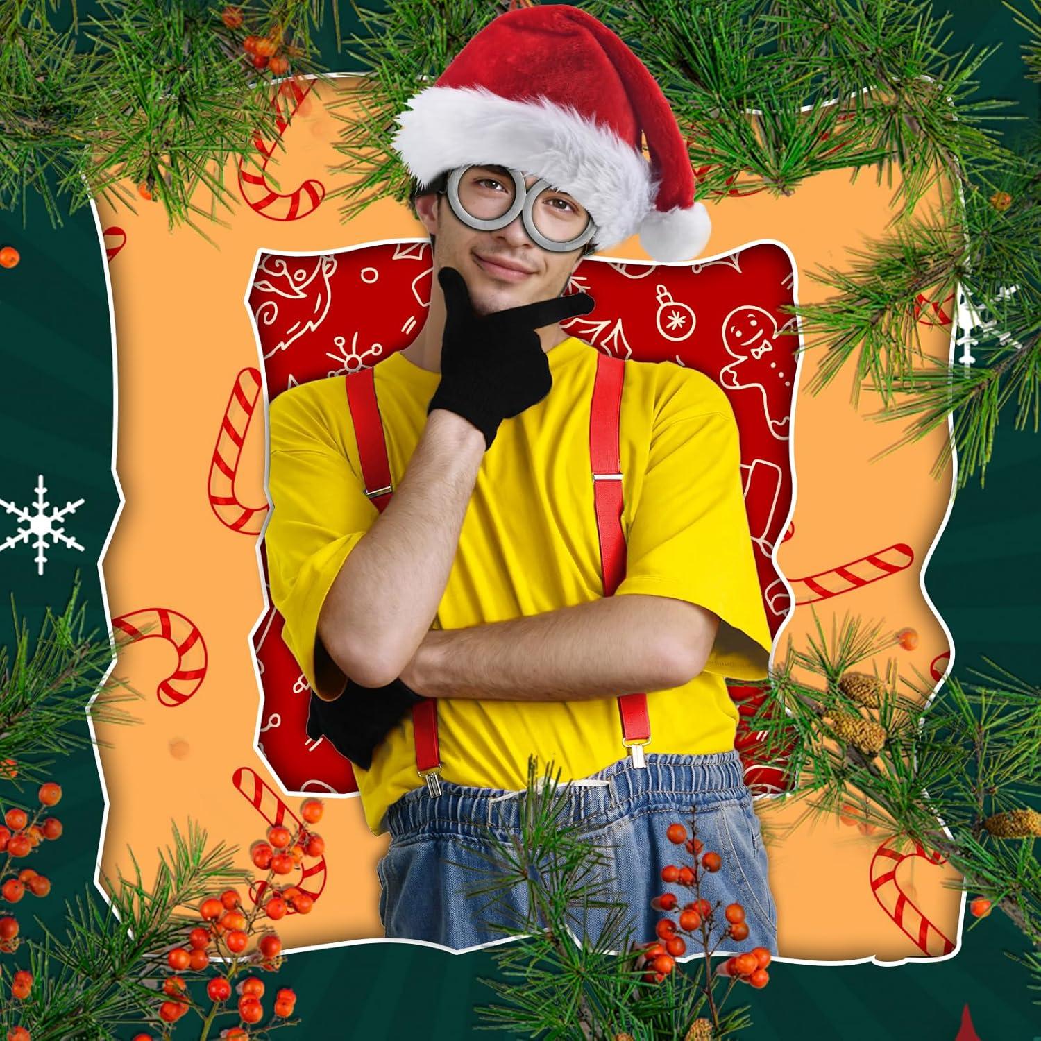 Accesorios de Disfraz de Navidad BUUFAN - Gafas, Sombrero, Guantes