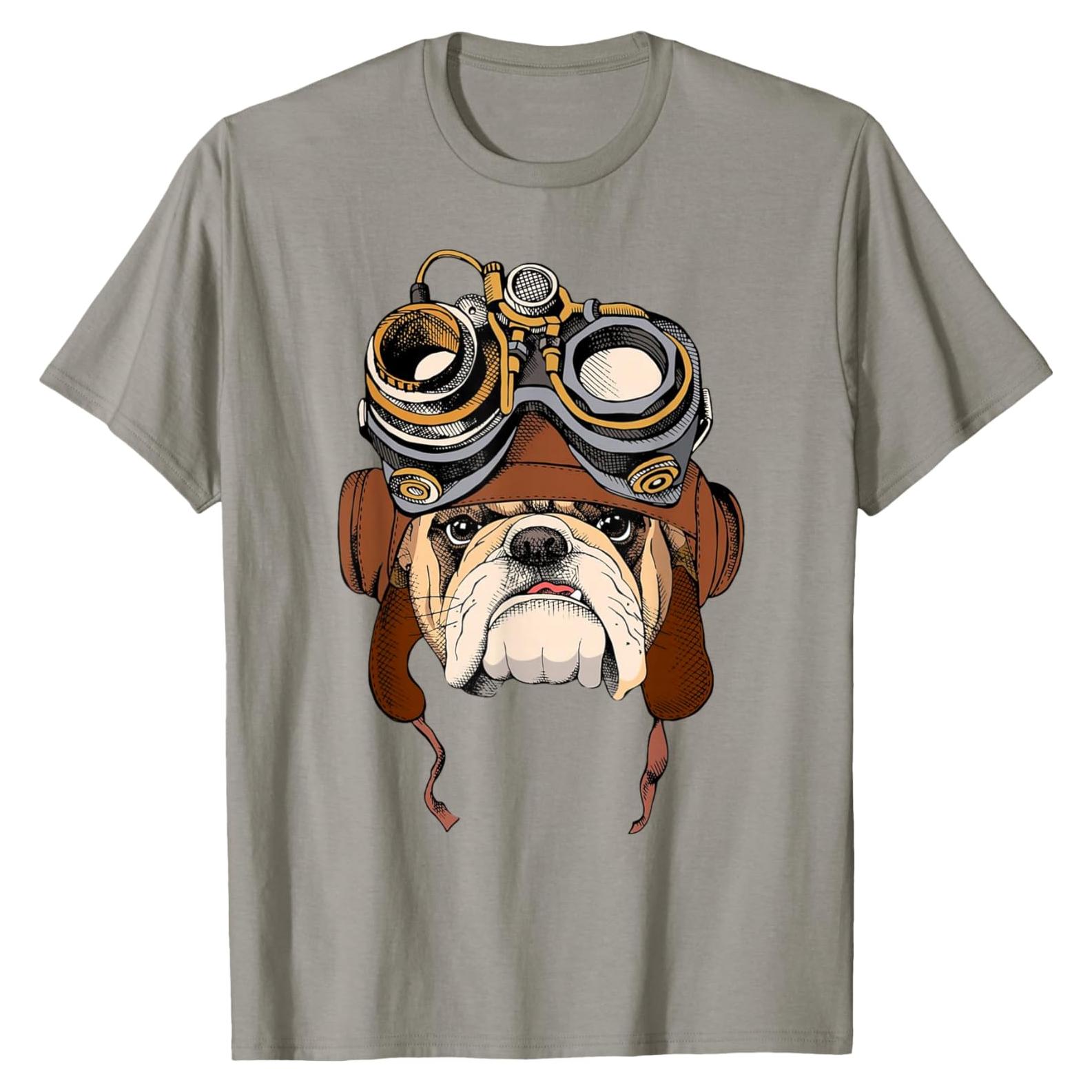 Camiseta Unisex Bulldog Inglés Steampunk Divertida