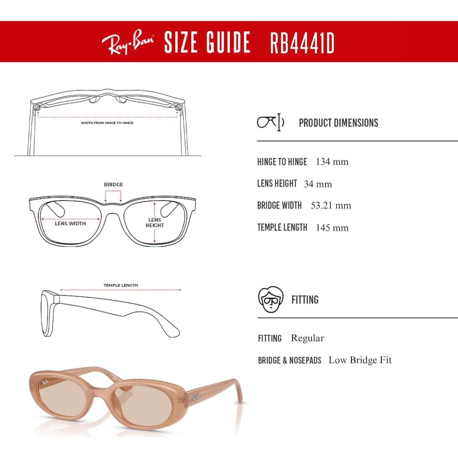 Gafas de sol ovaladas Ray-Ban RB4441D unisex con kit de accesorios