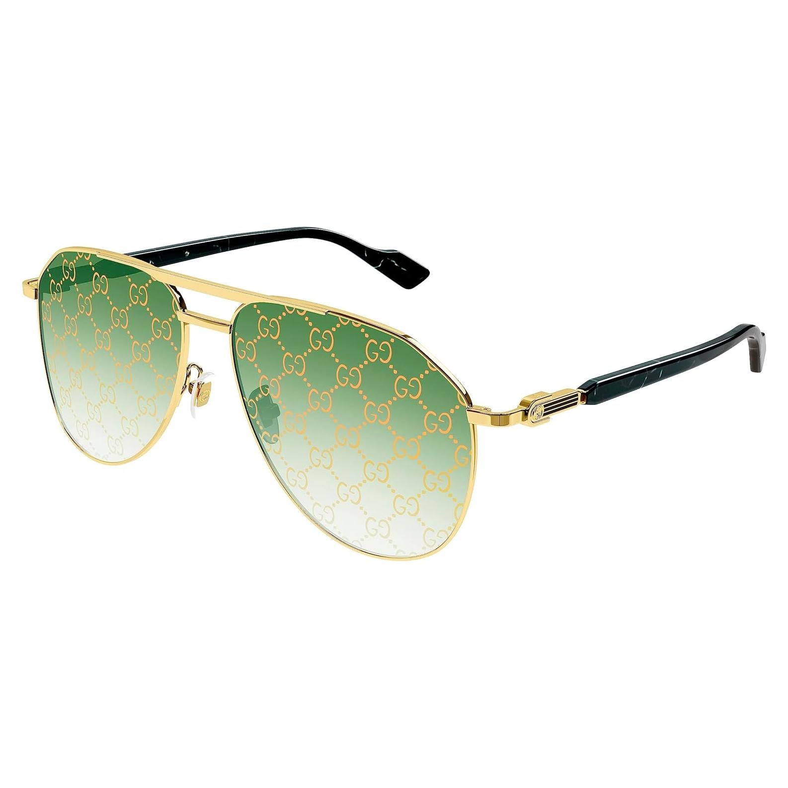 Gafas de sol piloto Gucci GG1220S Oro/Verde para hombres