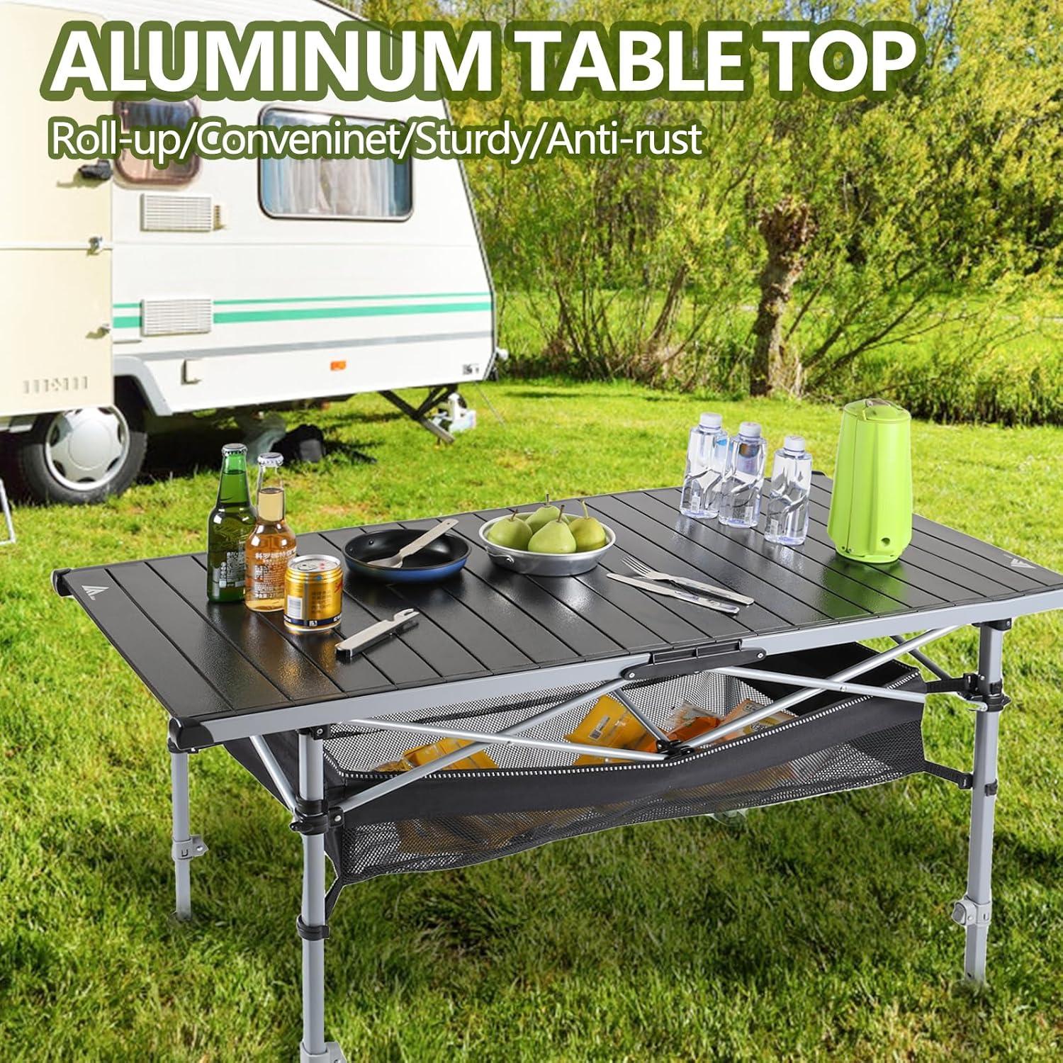 Mesa de Camping Plegable Ablazer Ajustable 80 cm Aluminio 4-6 Personas