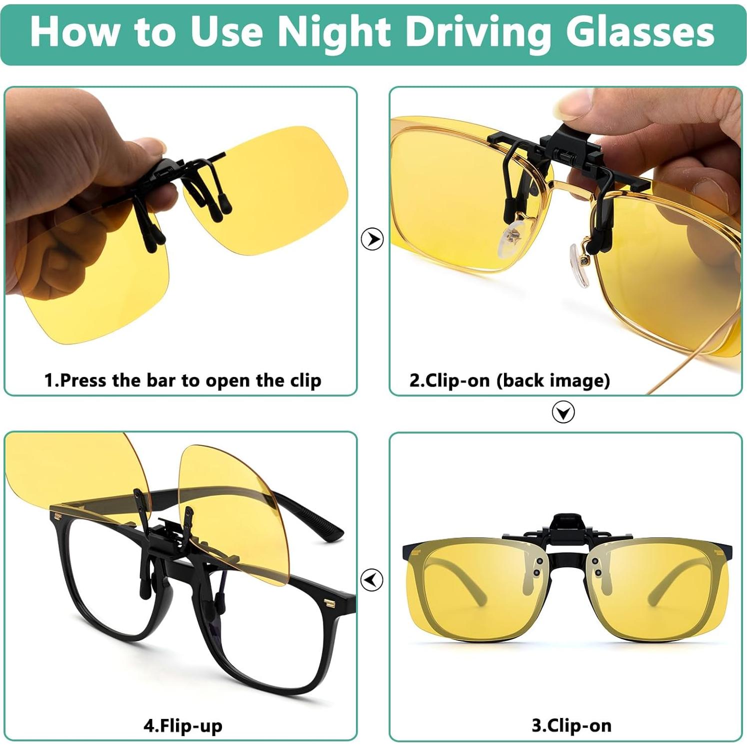 Gafas de Conducción Nocturna IOHLNG Clip Polarizadas Amarillas