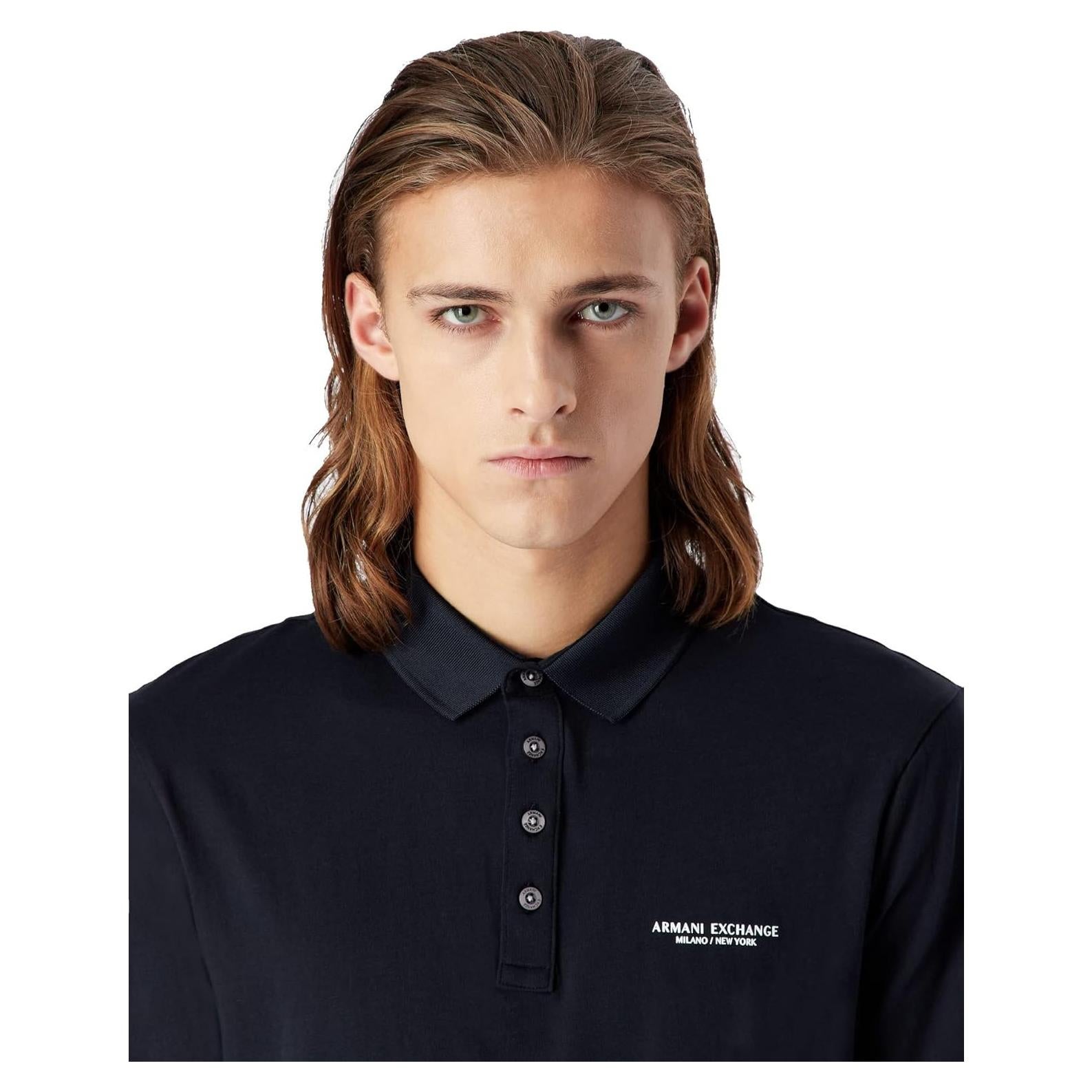 Polo de Algodón Armani Exchange Hombre Manga Corta Marino