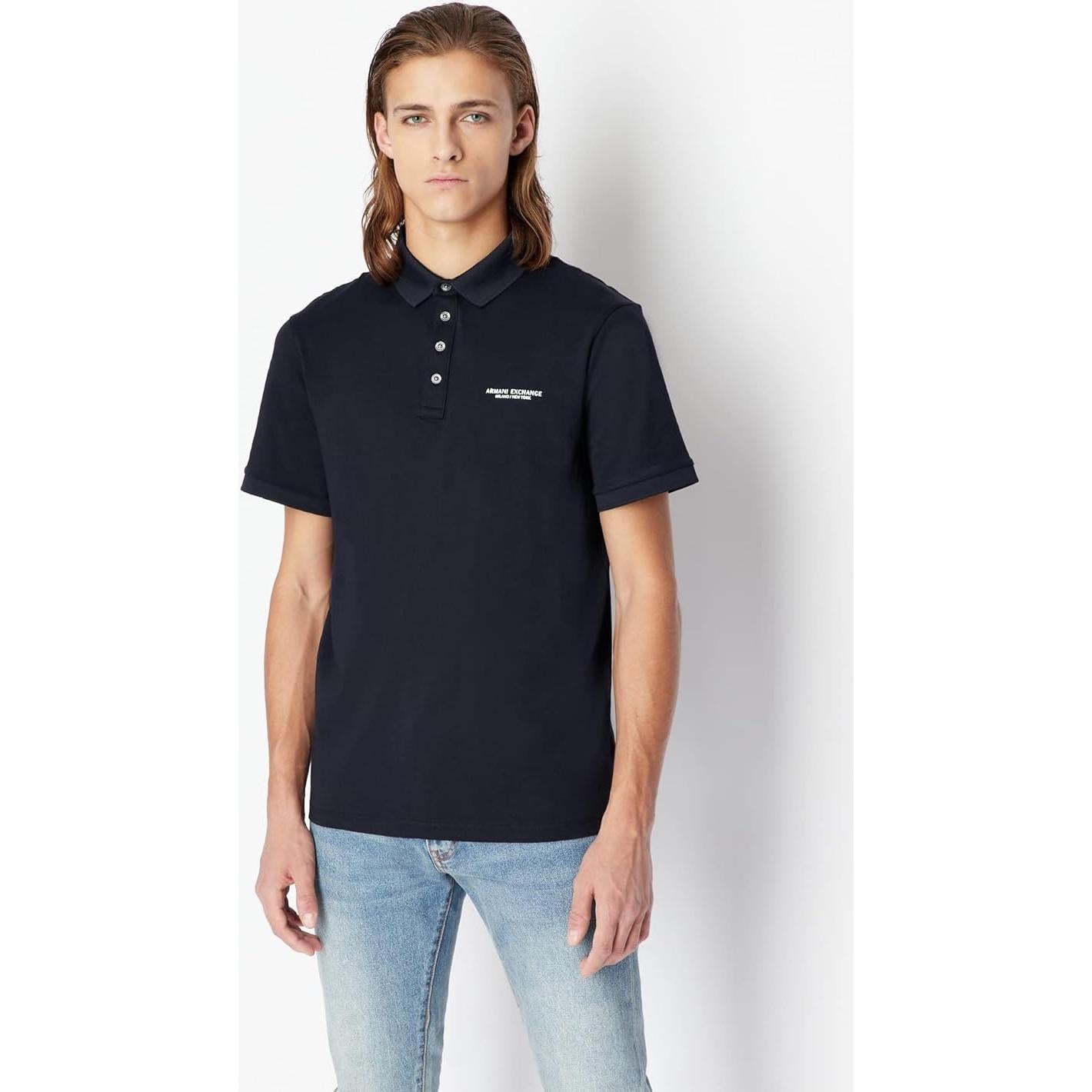 Polo de Algodón Armani Exchange Hombre Manga Corta Marino