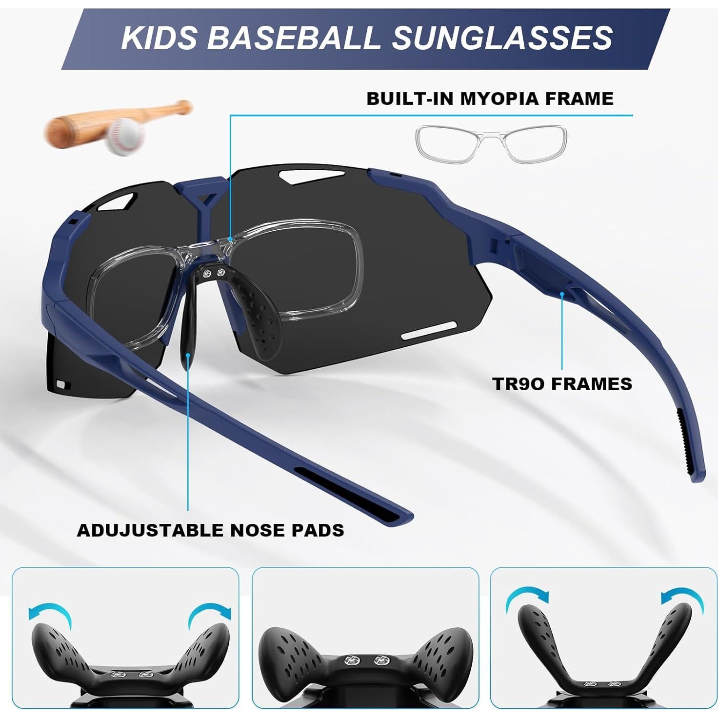 Gafas de sol polarizadas para niños TR90 UV400 Azulrojo