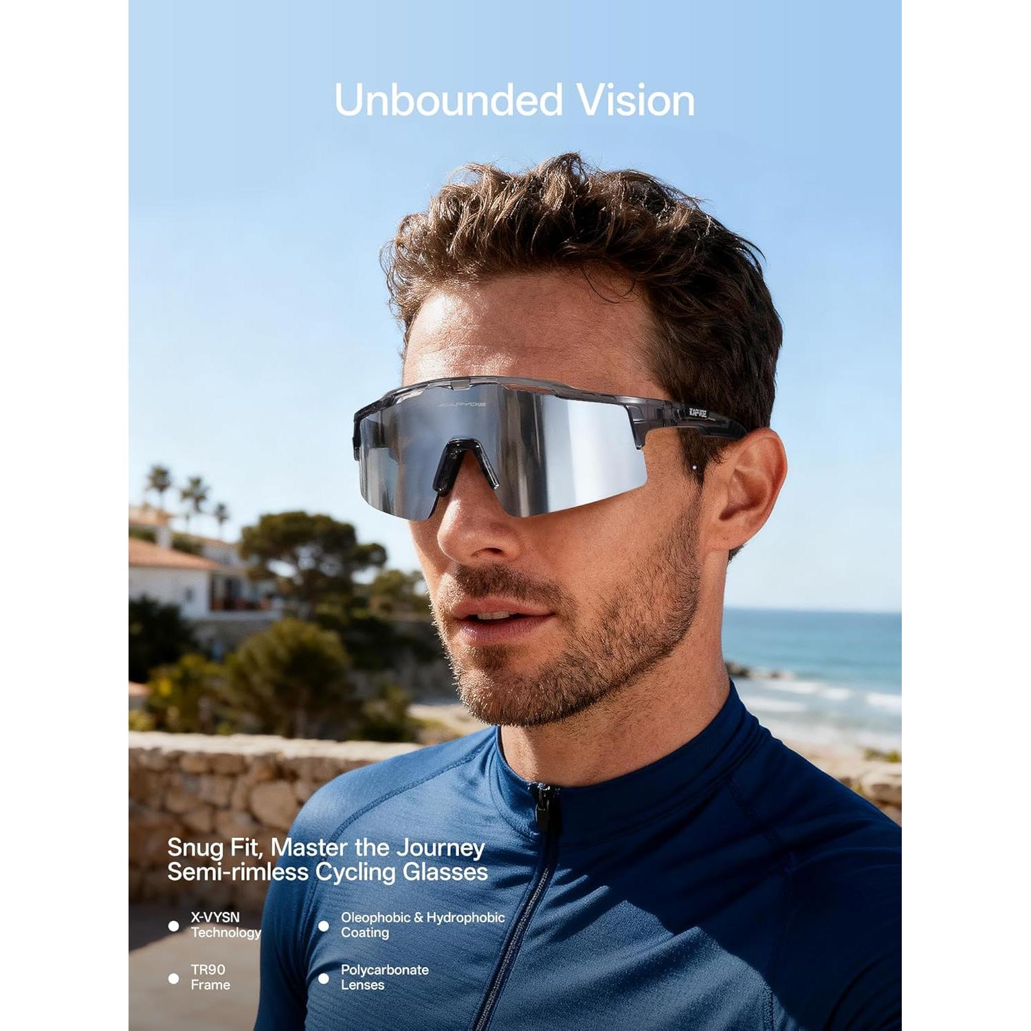 Gafas de Ciclismo KAPVOE UV400 con 3 Lentes Intercambiables