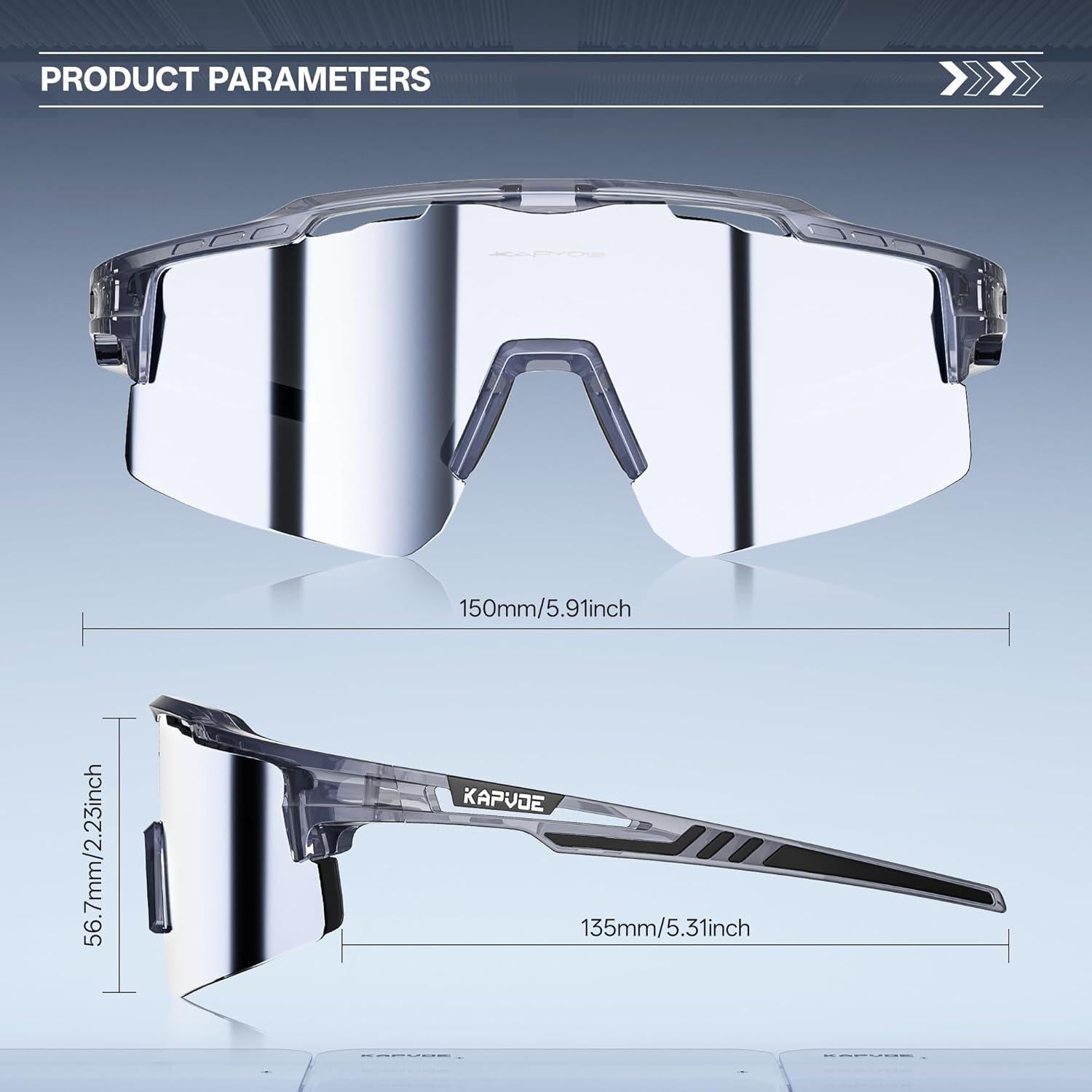 Gafas de Ciclismo KAPVOE UV400 con 3 Lentes Intercambiables