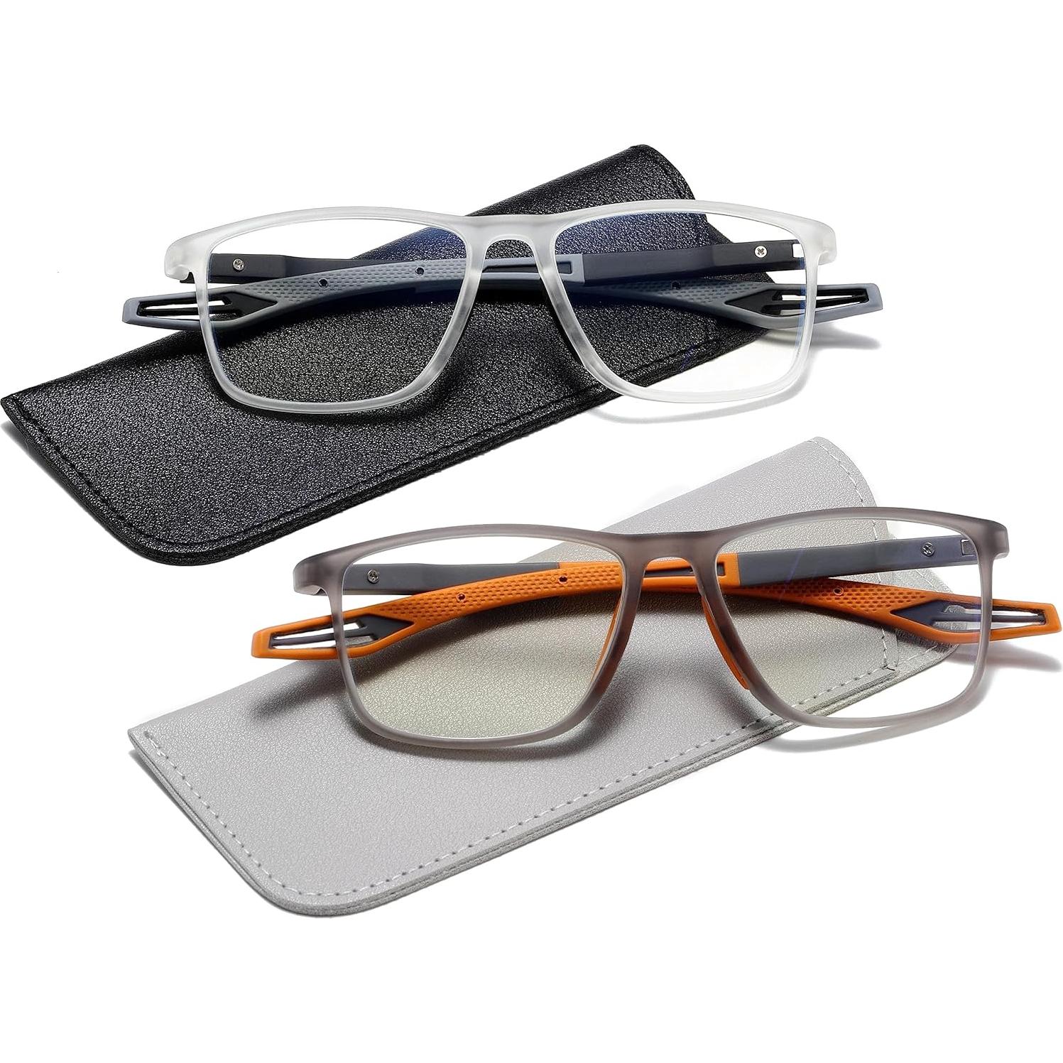 Gafas de lectura deportivas para hombres 1.5x anti luz azul