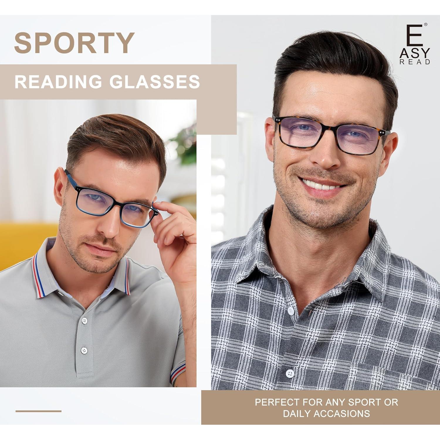 Gafas de Lectura Deportivas TR90 con Bloqueo Luz Azul - 2 Pares