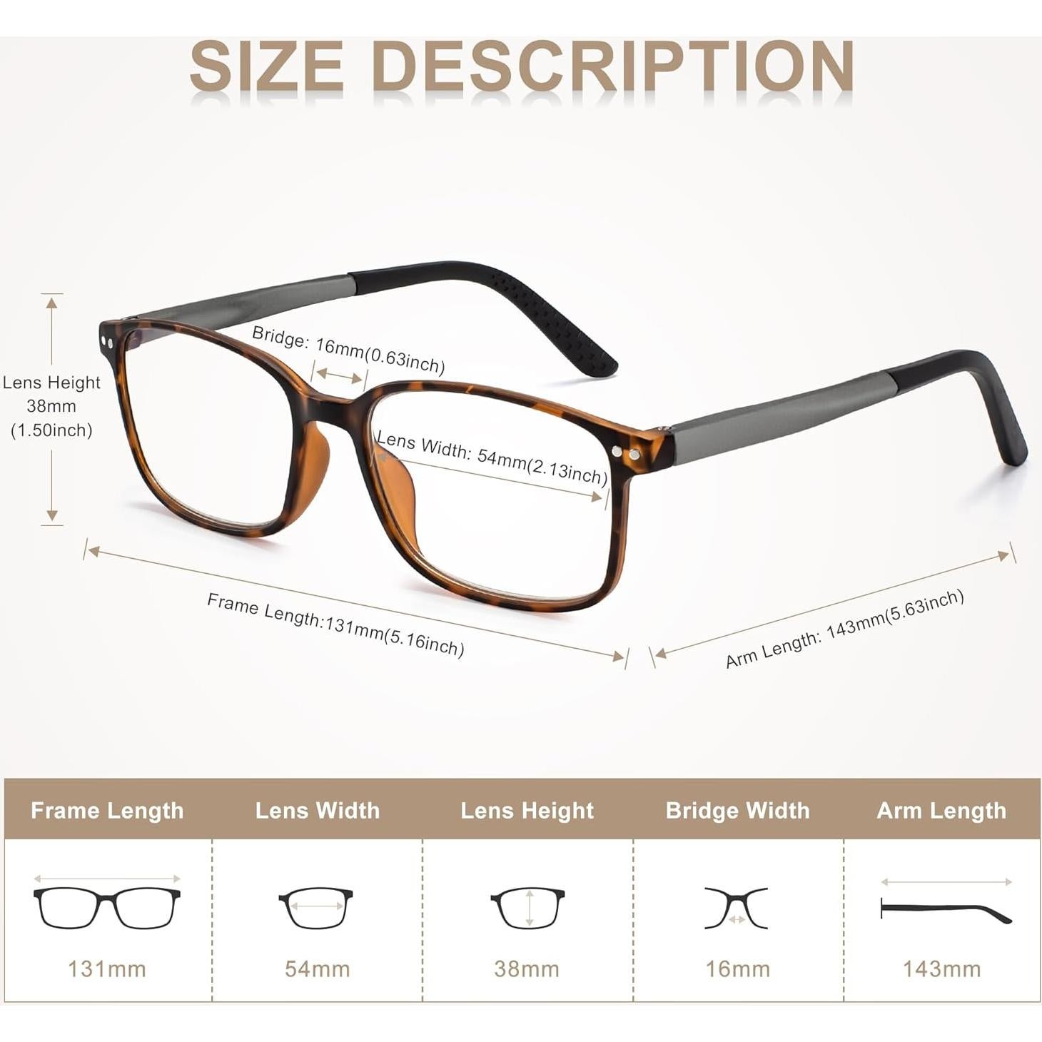 Gafas de Lectura Deportivas TR90 con Bloqueo Luz Azul - 2 Pares