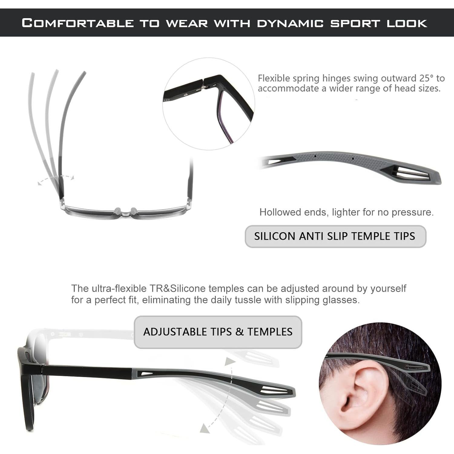 Gafas Bifocales Missfive 2.5x para Hombres y Mujeres - Estilo Deportivo