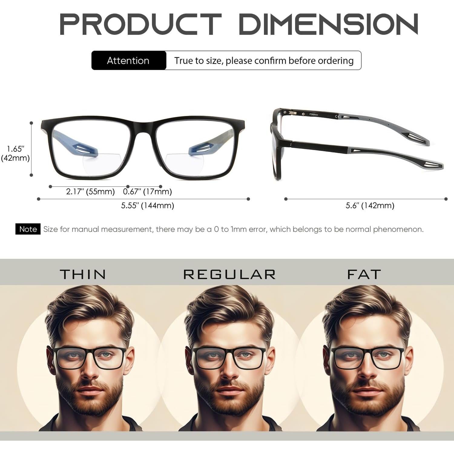 Gafas Bifocales Missfive 2.5x para Hombres y Mujeres - Estilo Deportivo