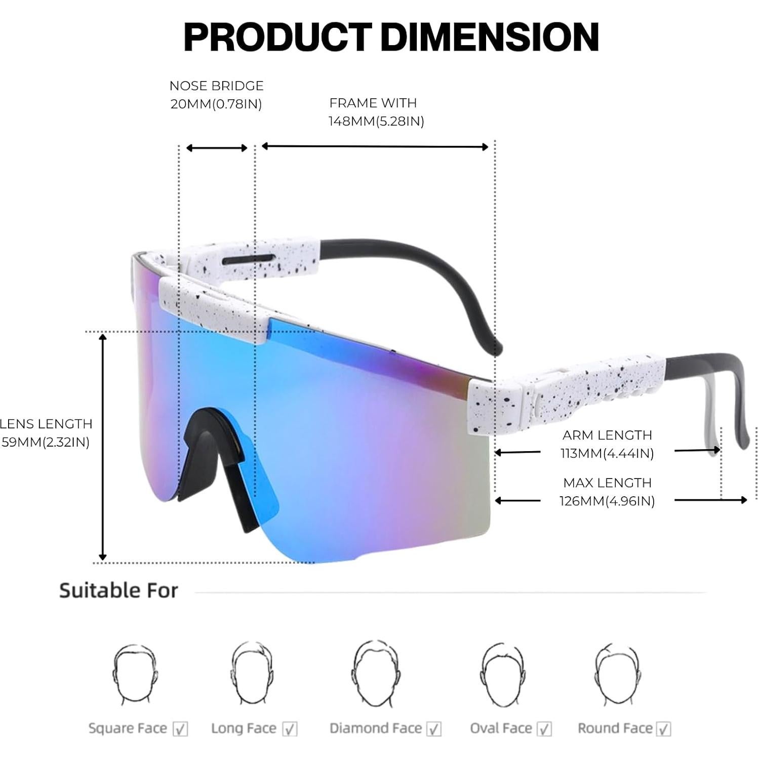 Gafas de Ciclismo UV400 Unisex - Lentes Polarizados Blancas y Azules