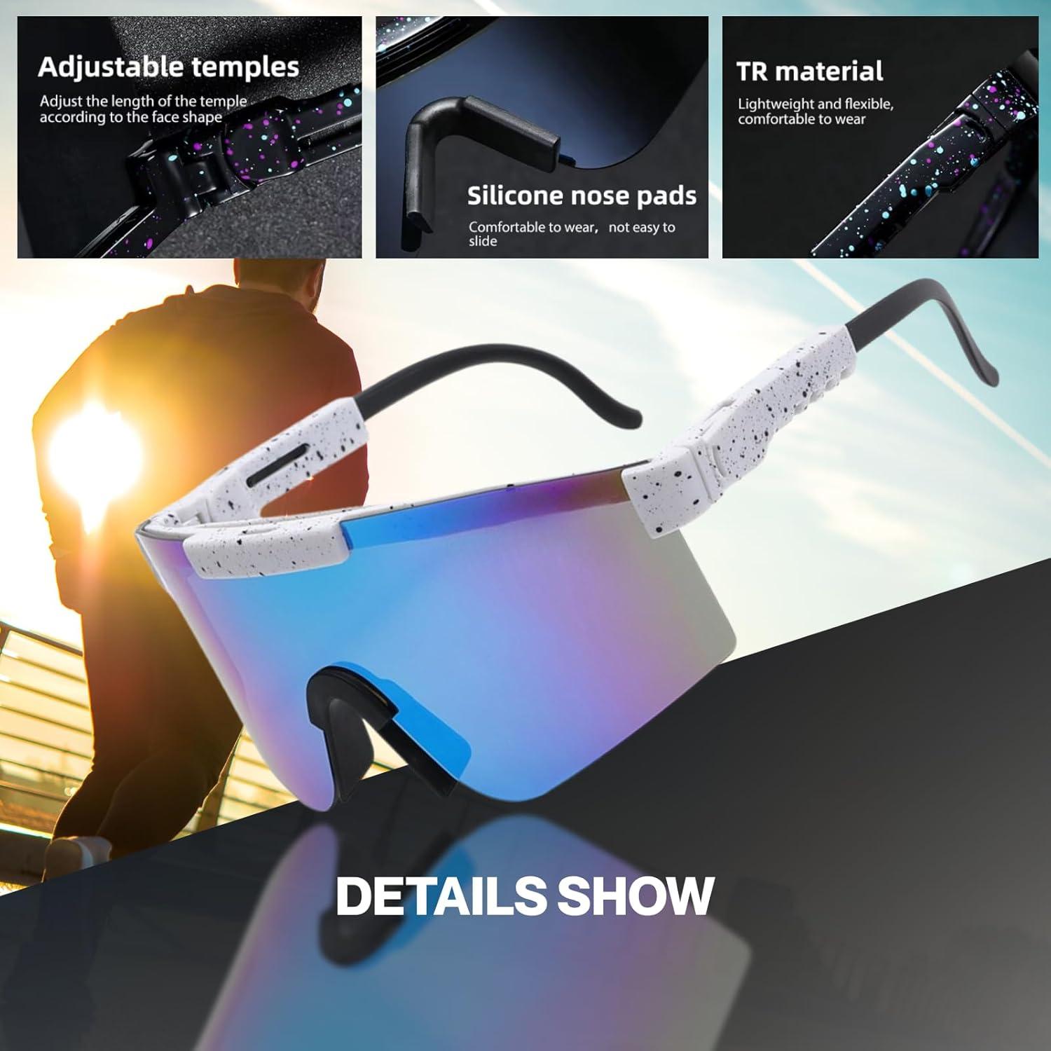 Gafas de Ciclismo UV400 Unisex - Lentes Polarizados Blancas y Azules